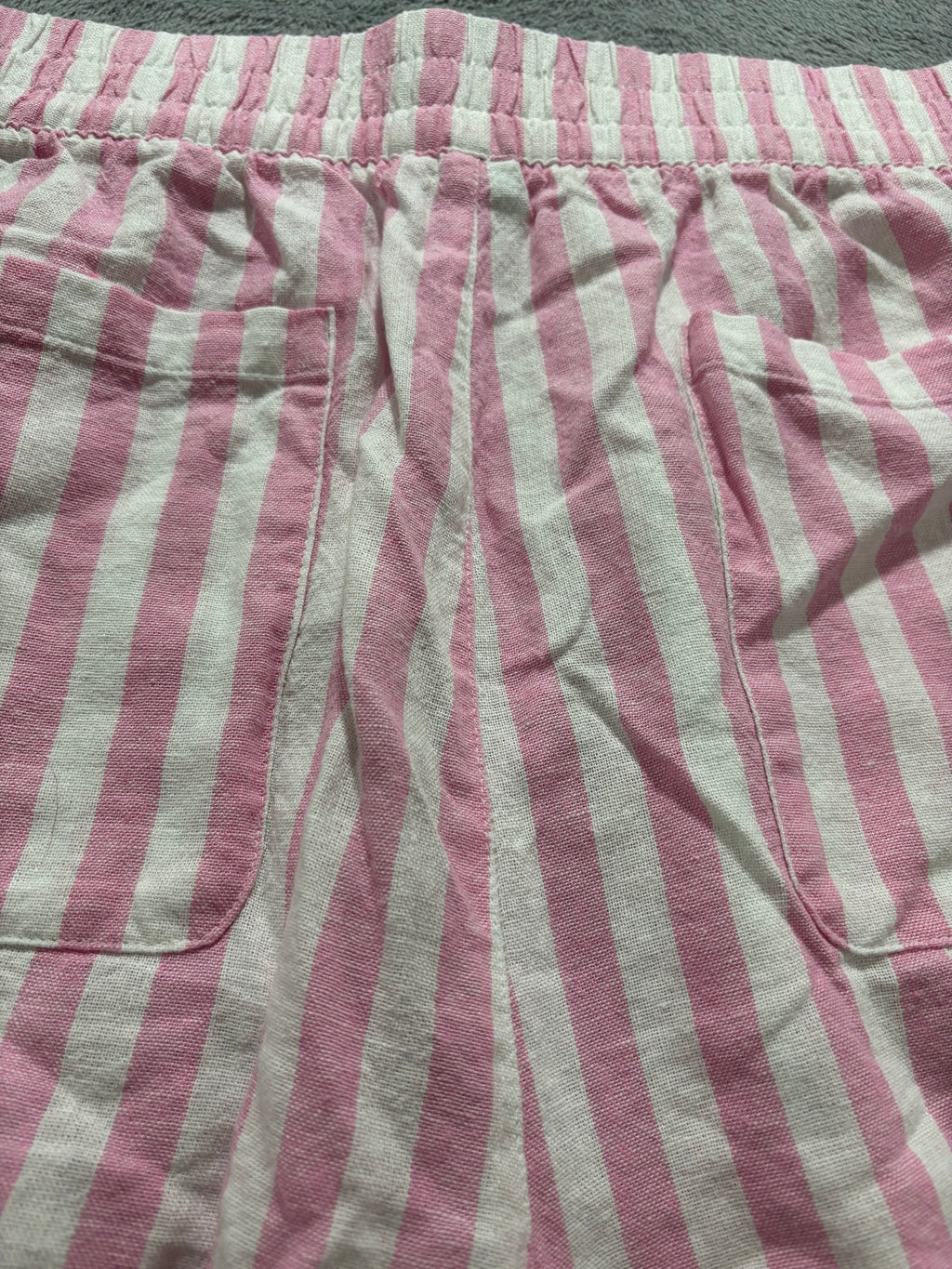 Old Navy Womens XL Pink White Striped Linen Blend Shorts Comfort Waistband