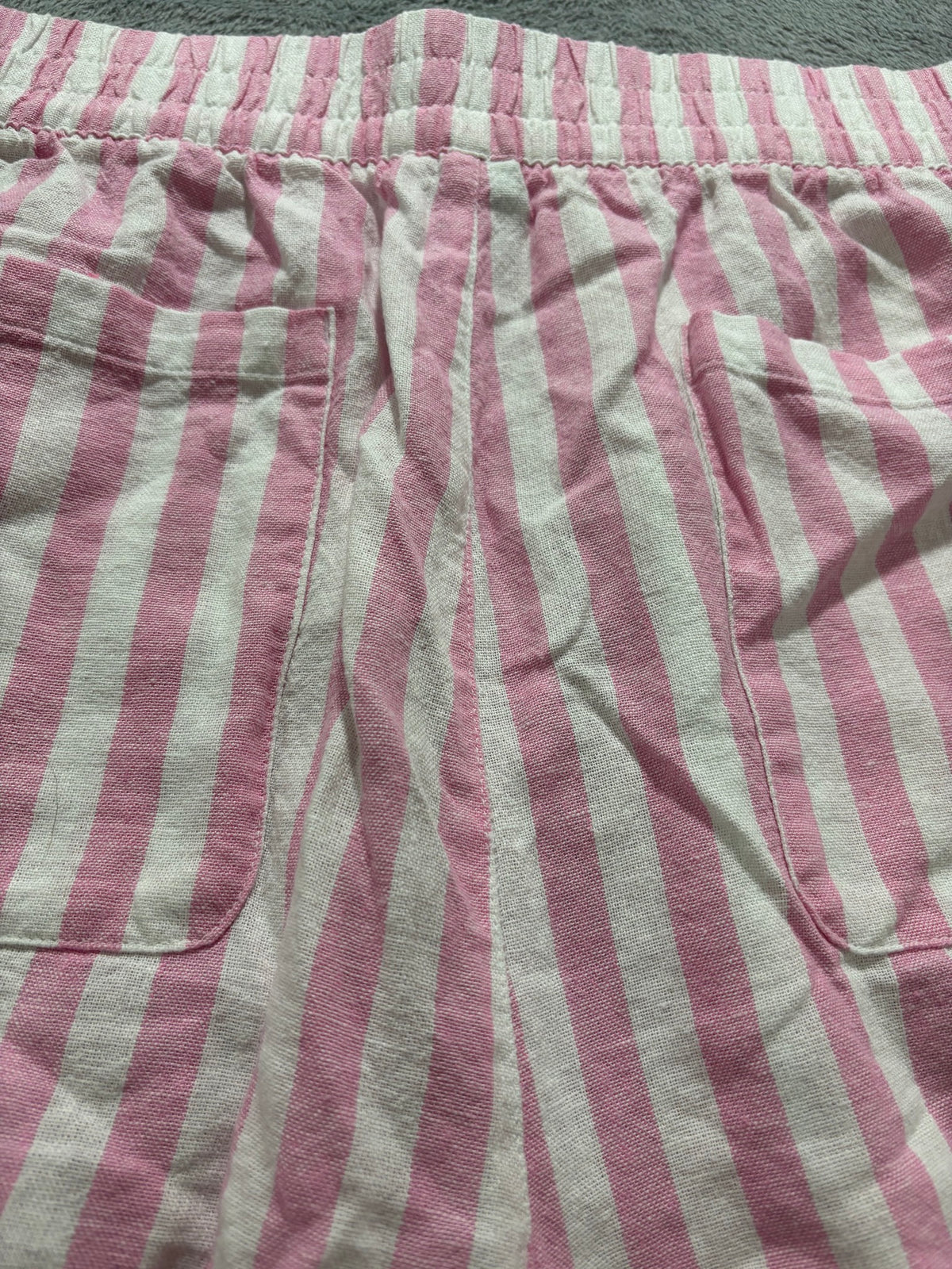 Old Navy Womens XL Pink White Striped Linen Blend Shorts Comfort Waistband