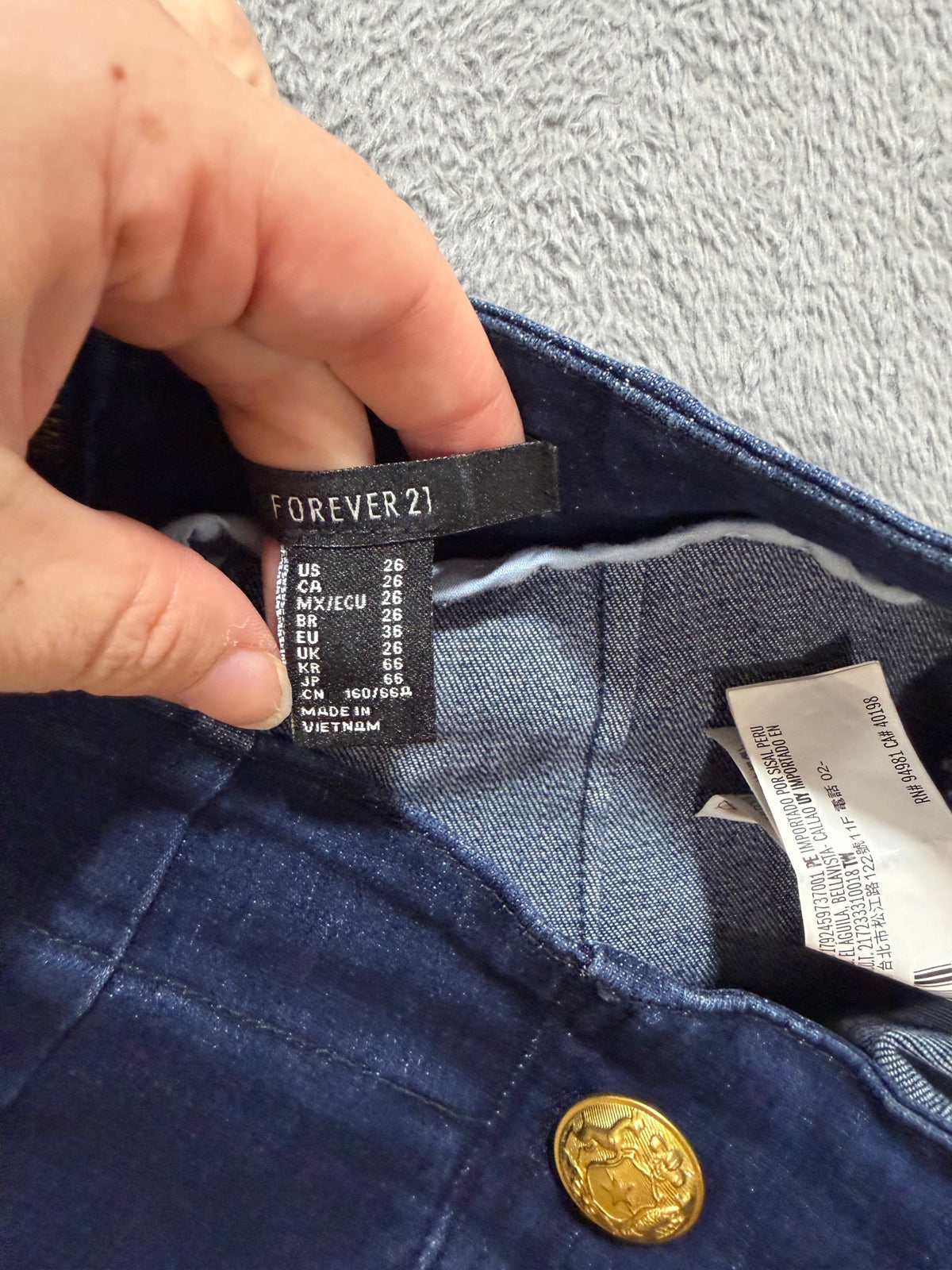 Forever 21 Size 26 Dark Wash Sailor Jeans Gold Buttons High-Waist