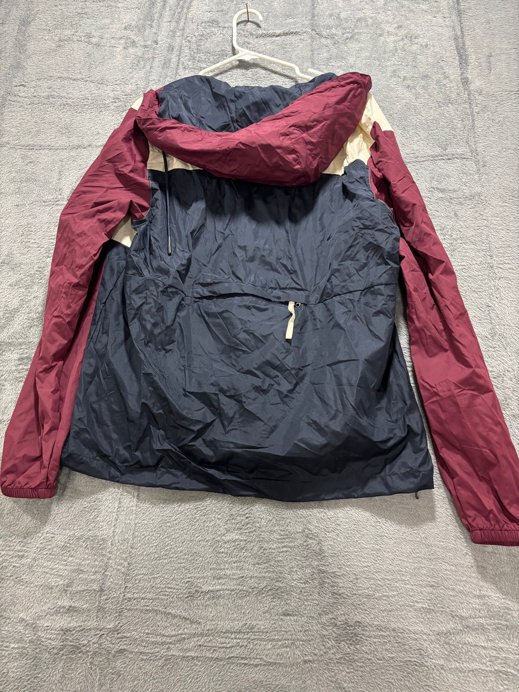 Bussin' With The Boys M Maroon Colorblock Anorak Windbreaker Hooded Pullover