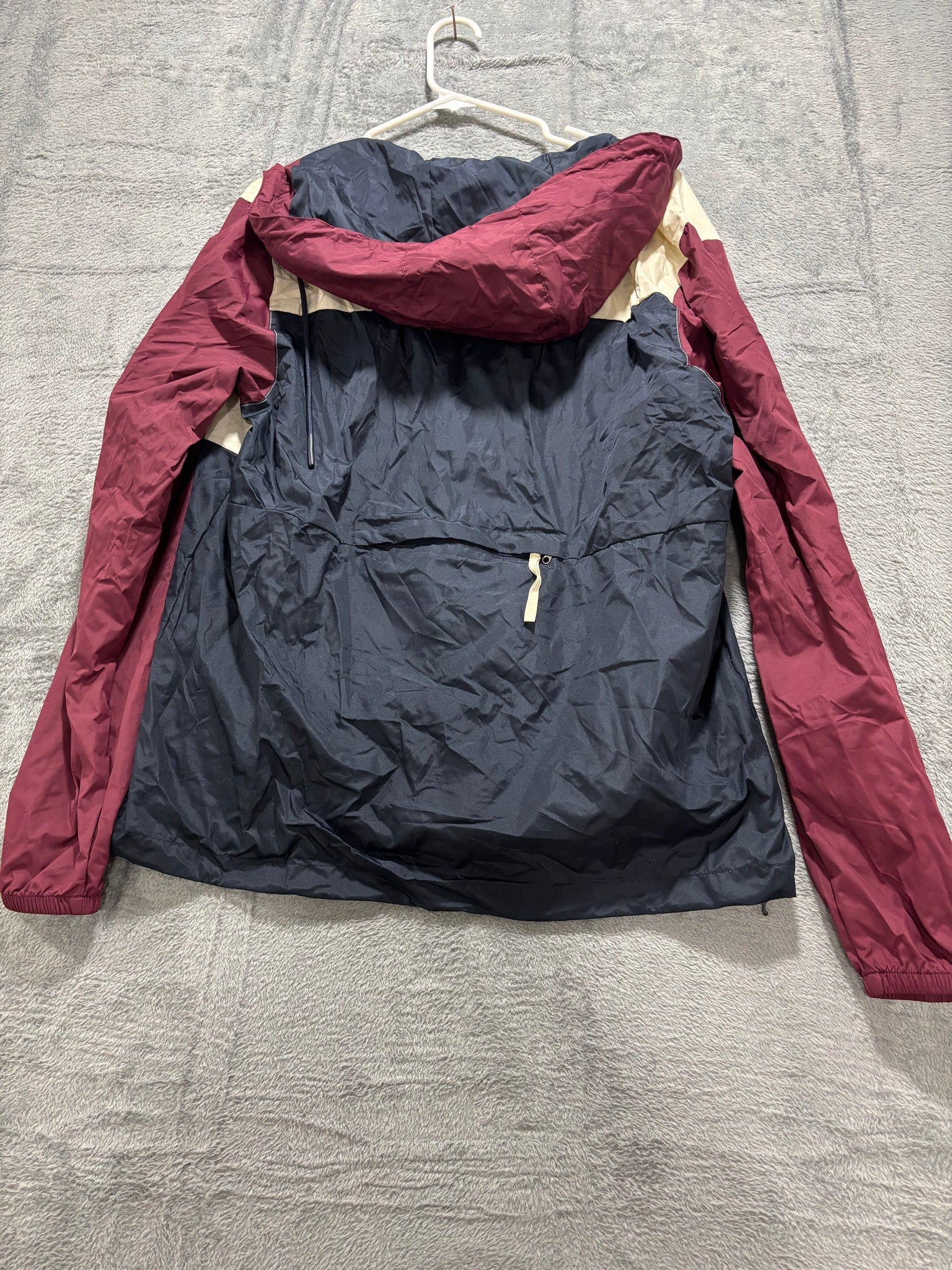Bussin' With The Boys M Maroon Colorblock Anorak Windbreaker Hooded Pullover
