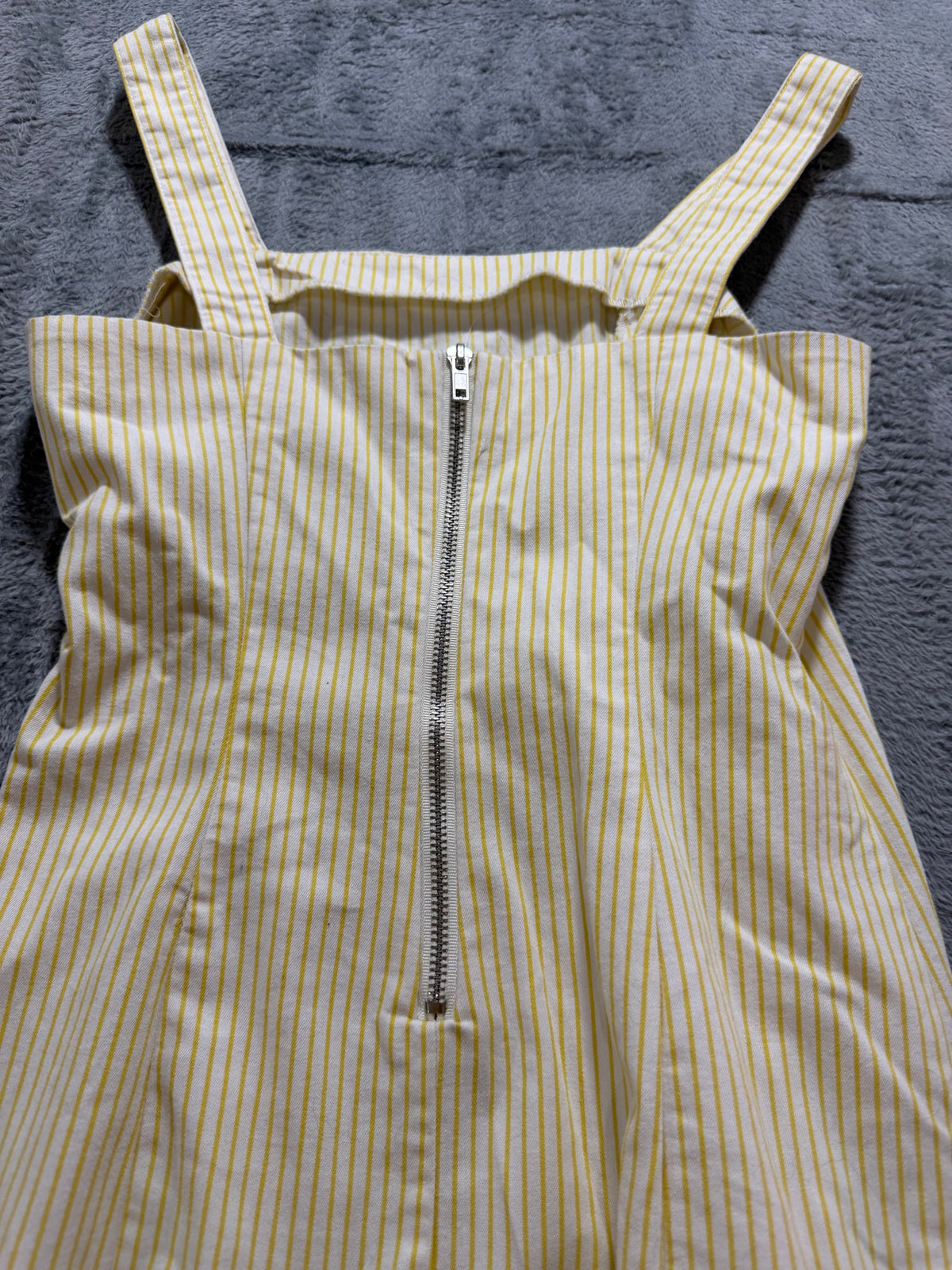 Forever 21 S Yellow Striped Square-Neck Bodycon Mini Dress Zip-Front Summer