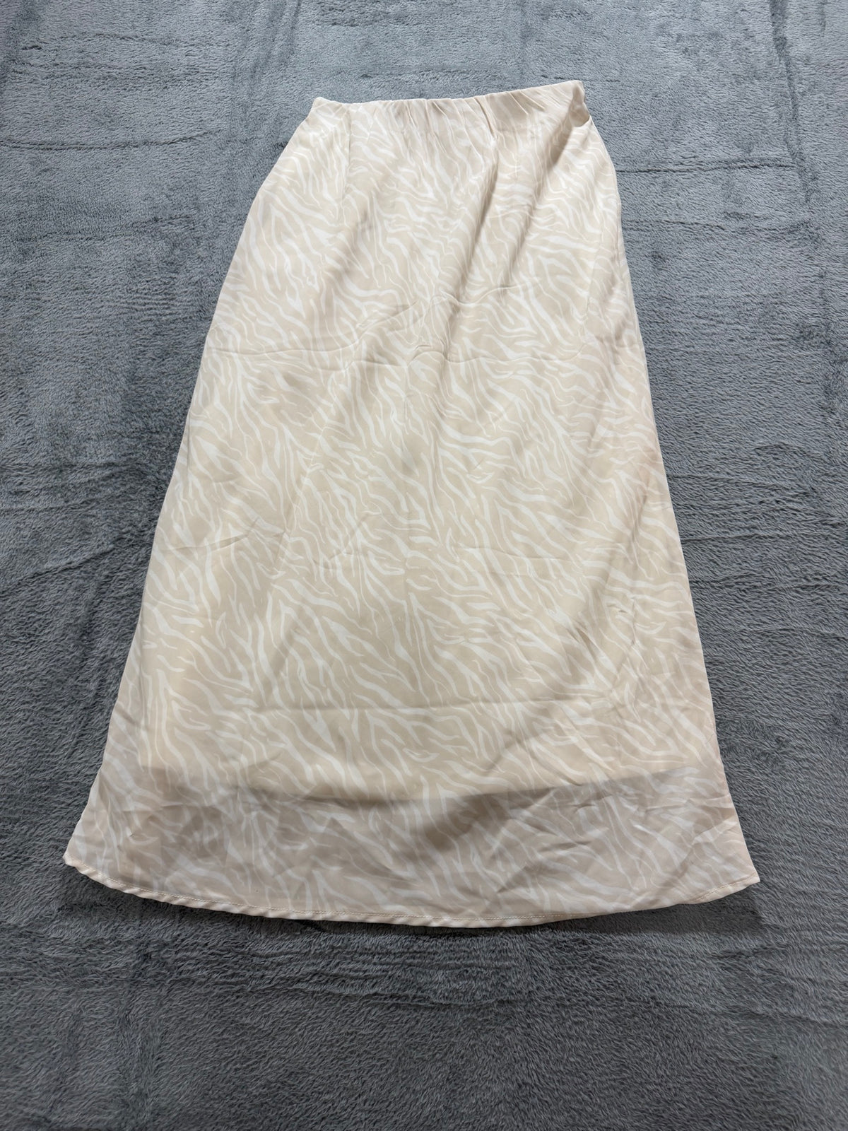 Japna Size M Beige Zebra Print Midi Skirt A-Line Elastic Waist Women's
