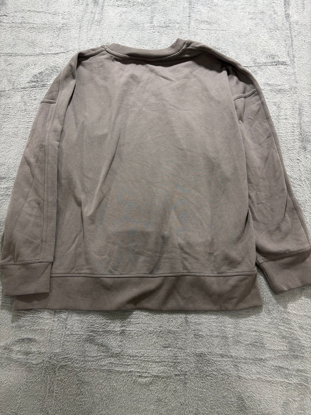 DKNY XXL Taupe Logo Crewneck Sweatshirt Oversized Pullover Side Slit Lounge