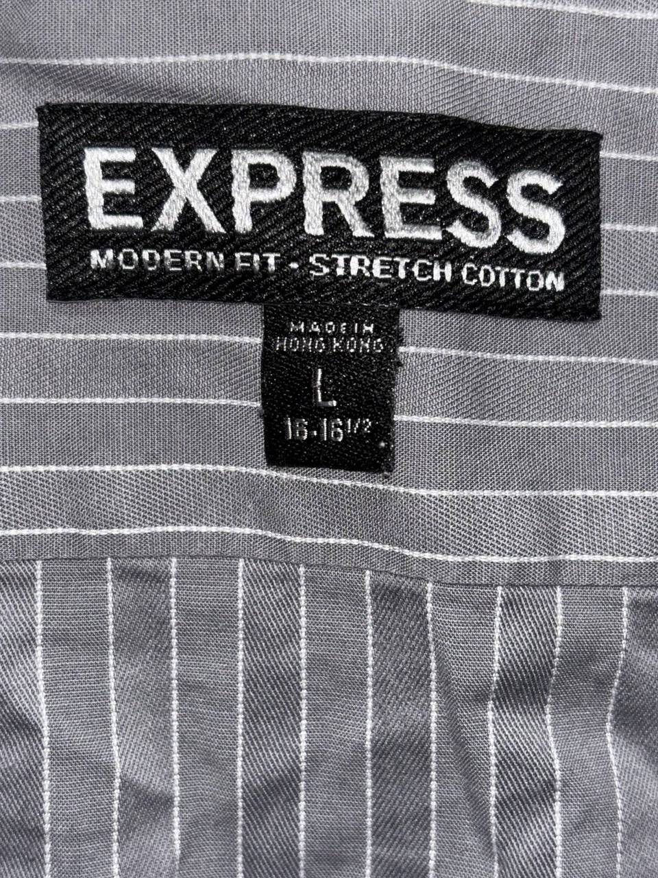 Express Men's Gray Striped Dress Shirt Size L, photo 8 of 9
