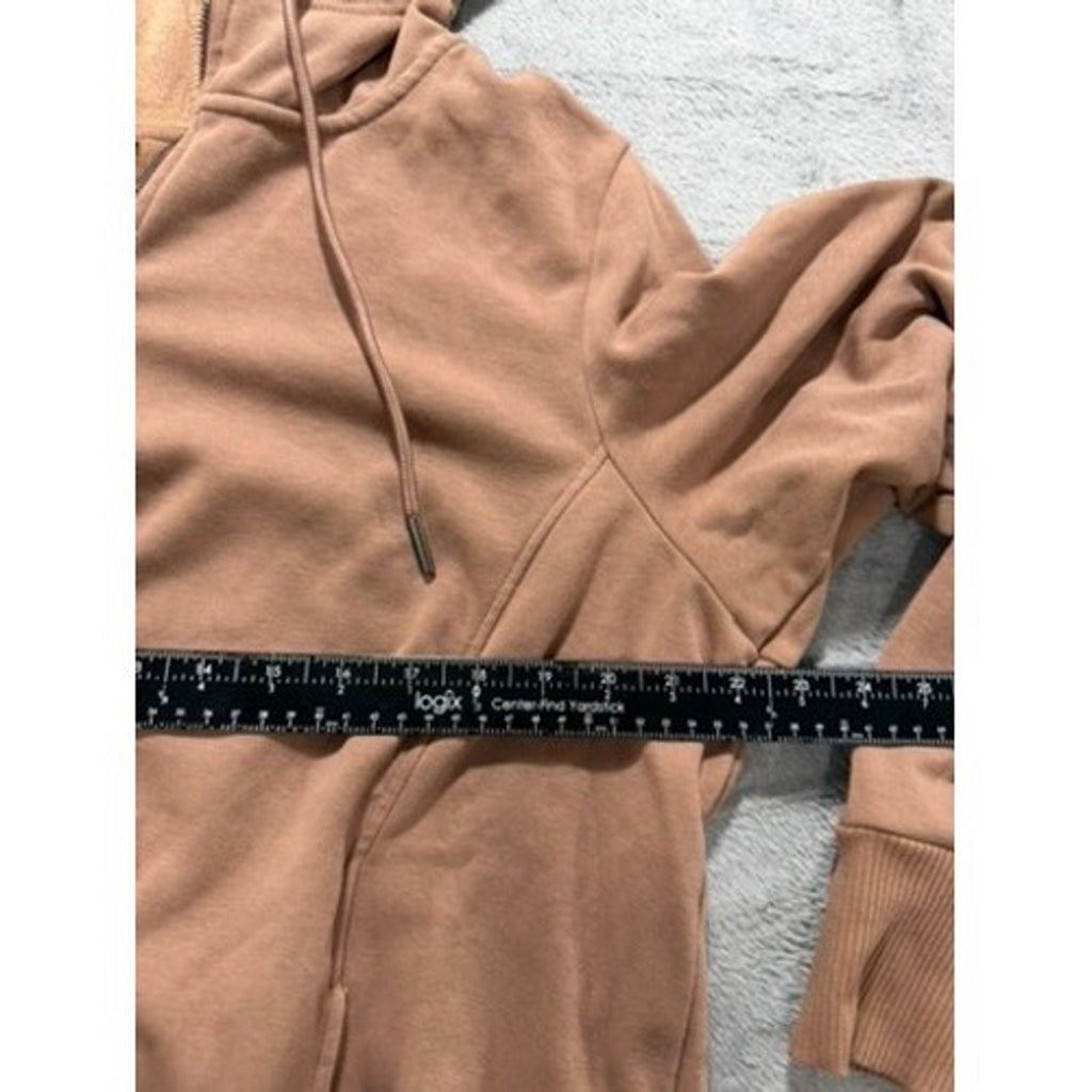 Avia Women XXL Camel Brown Quarter Zip Sherpa Lined High Low Hoodie Sweatshirt