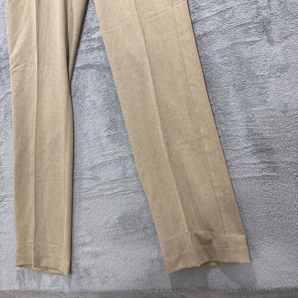 Van Heusen Mens 34x34 Tan Herringbone Slim Fit Flex Dress Pants Flat Front Chino