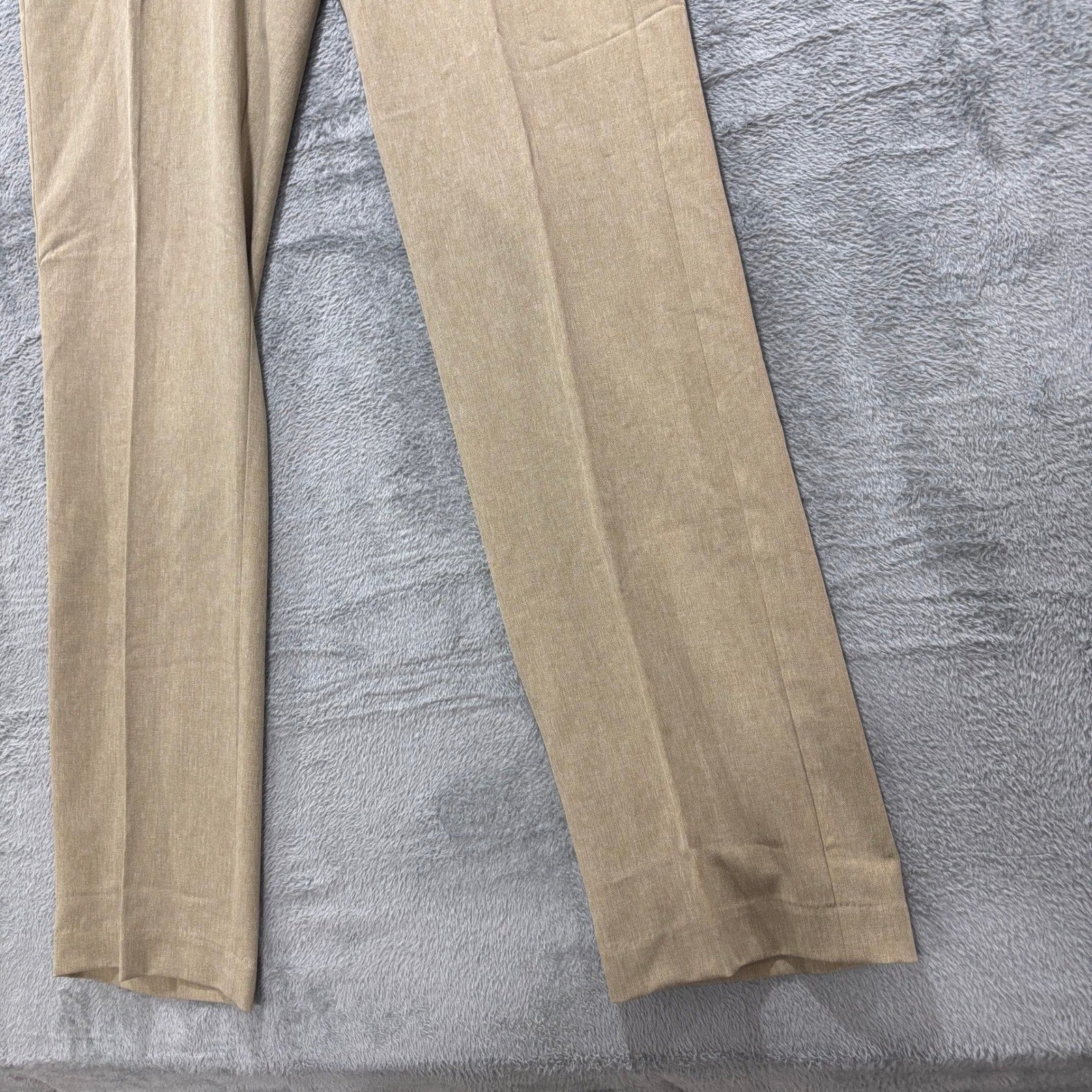 Van Heusen Mens 34x34 Tan Herringbone Slim Fit Flex Dress Pants Flat Front Chino