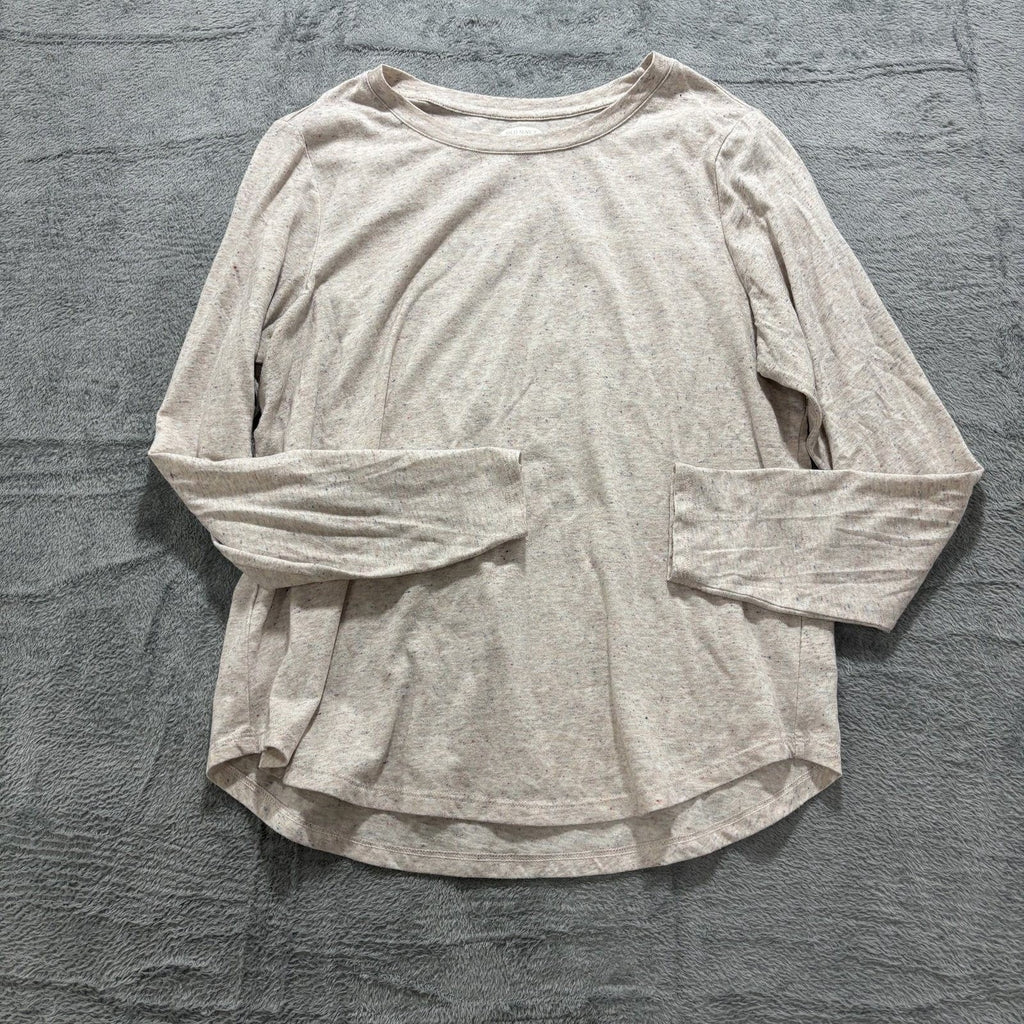 Old Navy Womens L Beige Speckled Long Sleeve Everyday T-Shirt Casual Cozy Tee