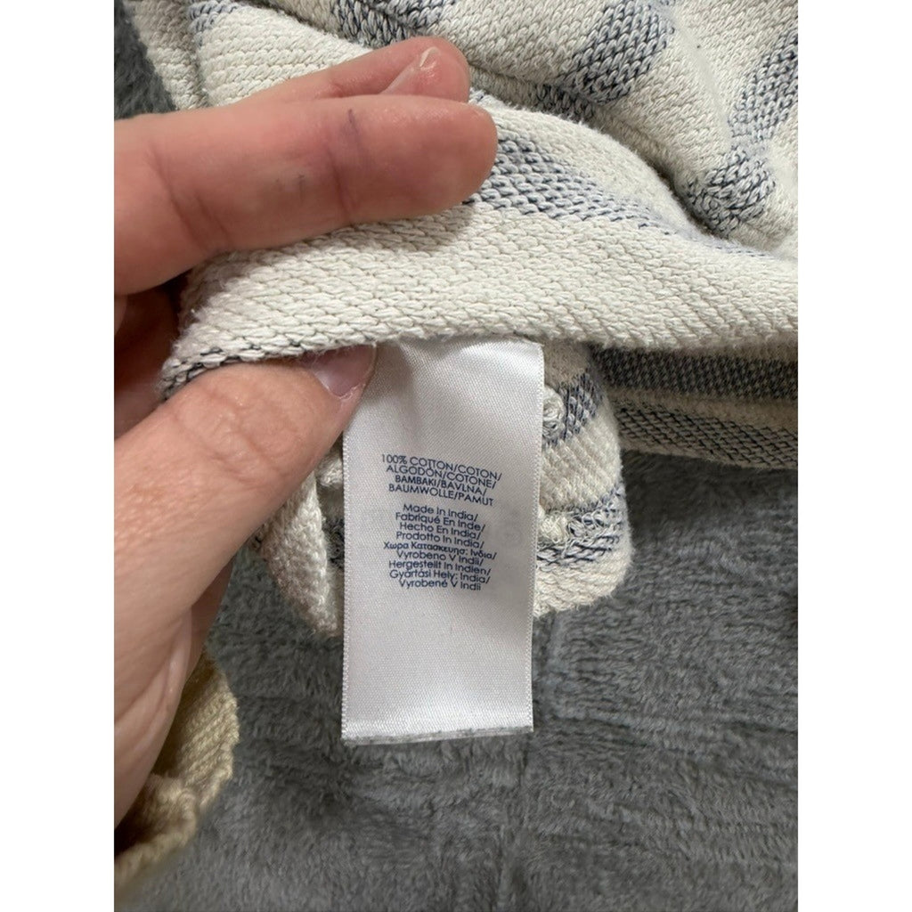 Oversized Striped Knit Hoodie Cream Grey Nautical Kangaroo Pocket Pullover Coast