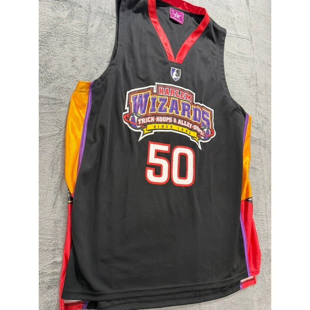 Harlem Wizards Basketball Jersey Mens 2XL Black 50 Anniversary Streetwear