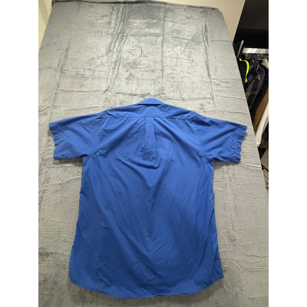 Puritan 16.5 Blue Short Sleeve Button Front Shirt Mens Casual Classic Preppy