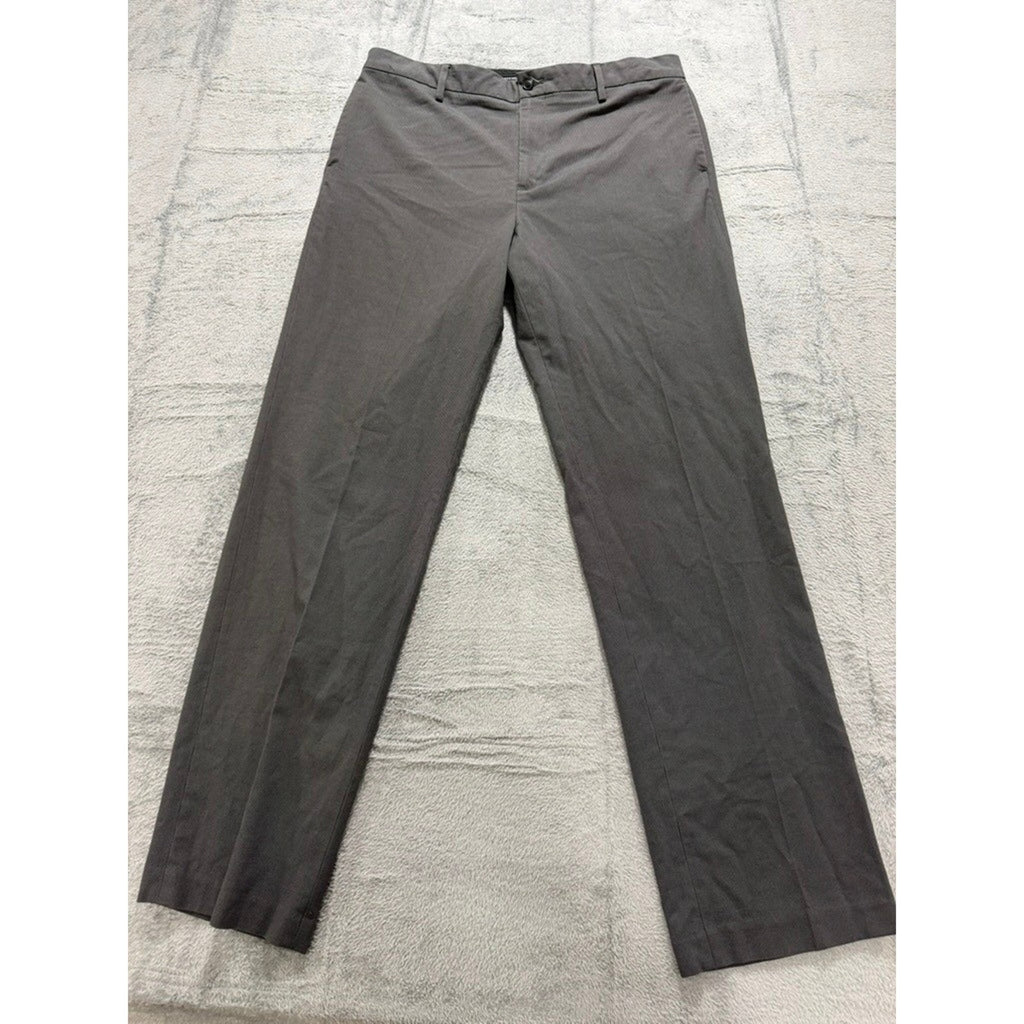 Van Heusen Flex Slim Fit Grey Micro Pattern Dress Pants Mens 36x34 Charcoal