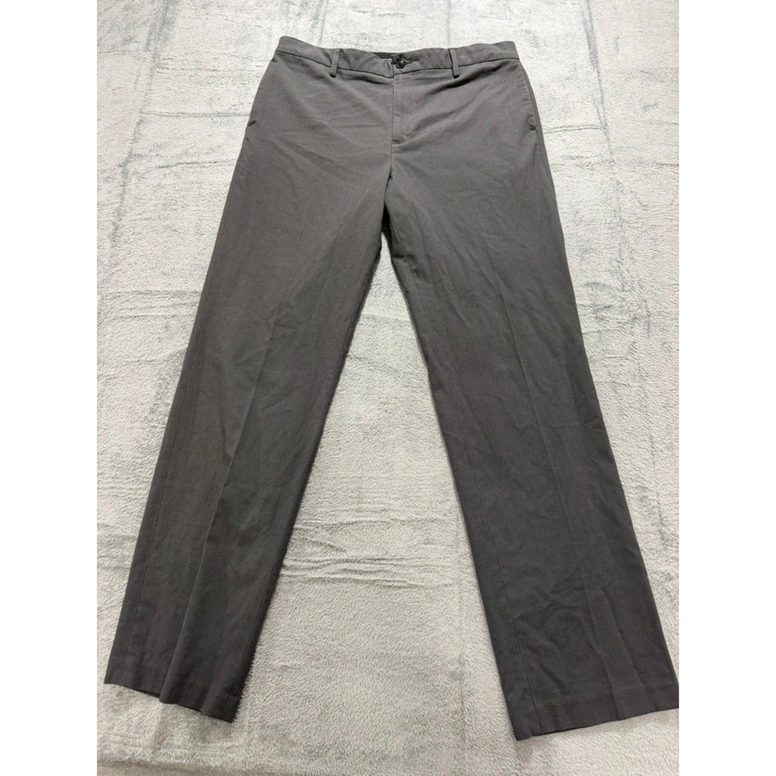 Van Heusen Flex Slim Fit Grey Micro Pattern Dress Pants Mens 36x34 Charcoal