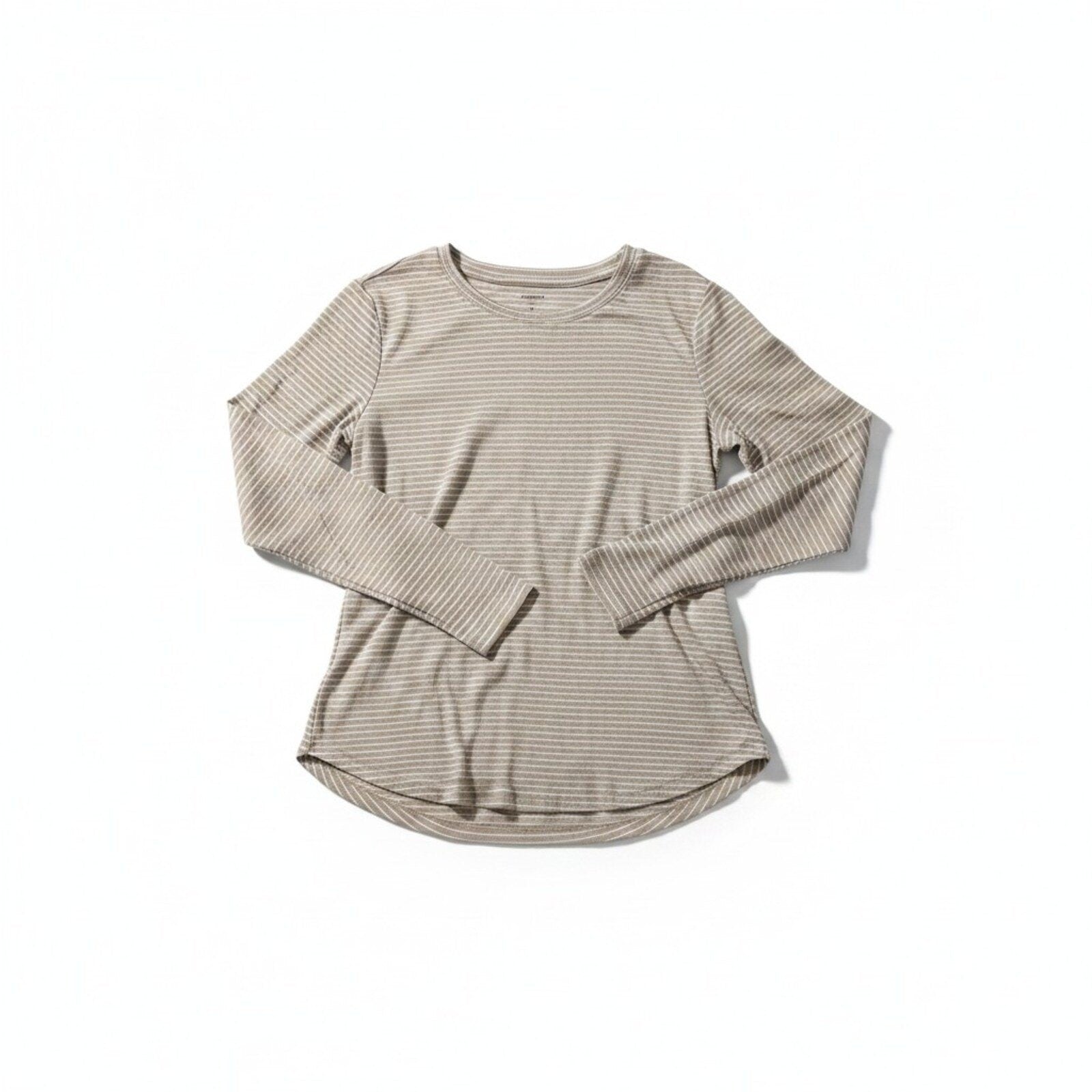 Sonoma Womens M Tan Striped Long Sleeve T-Shirt Casual Cottagecore
