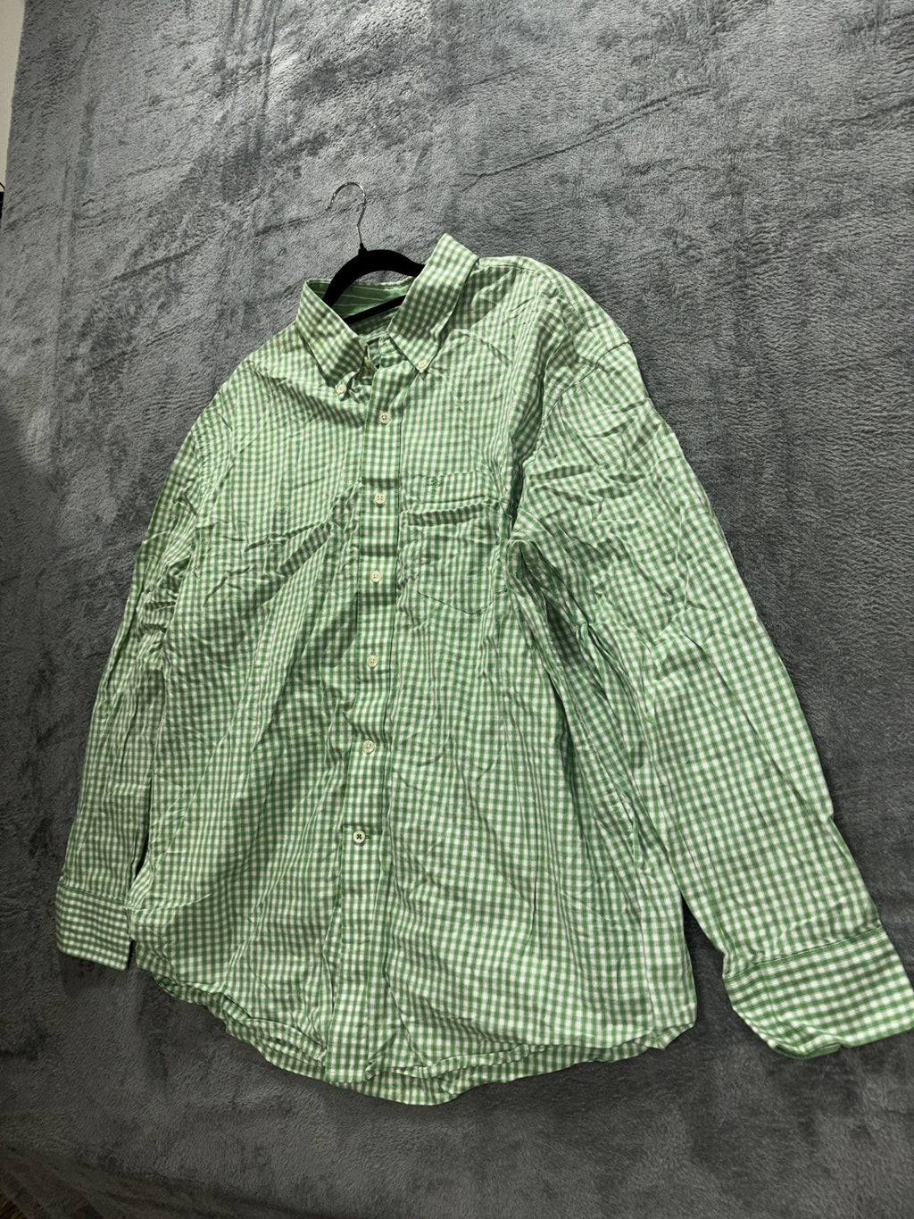 IZOD Men's Green White Gingham Check Shirt Size XL, photo 2 of 9