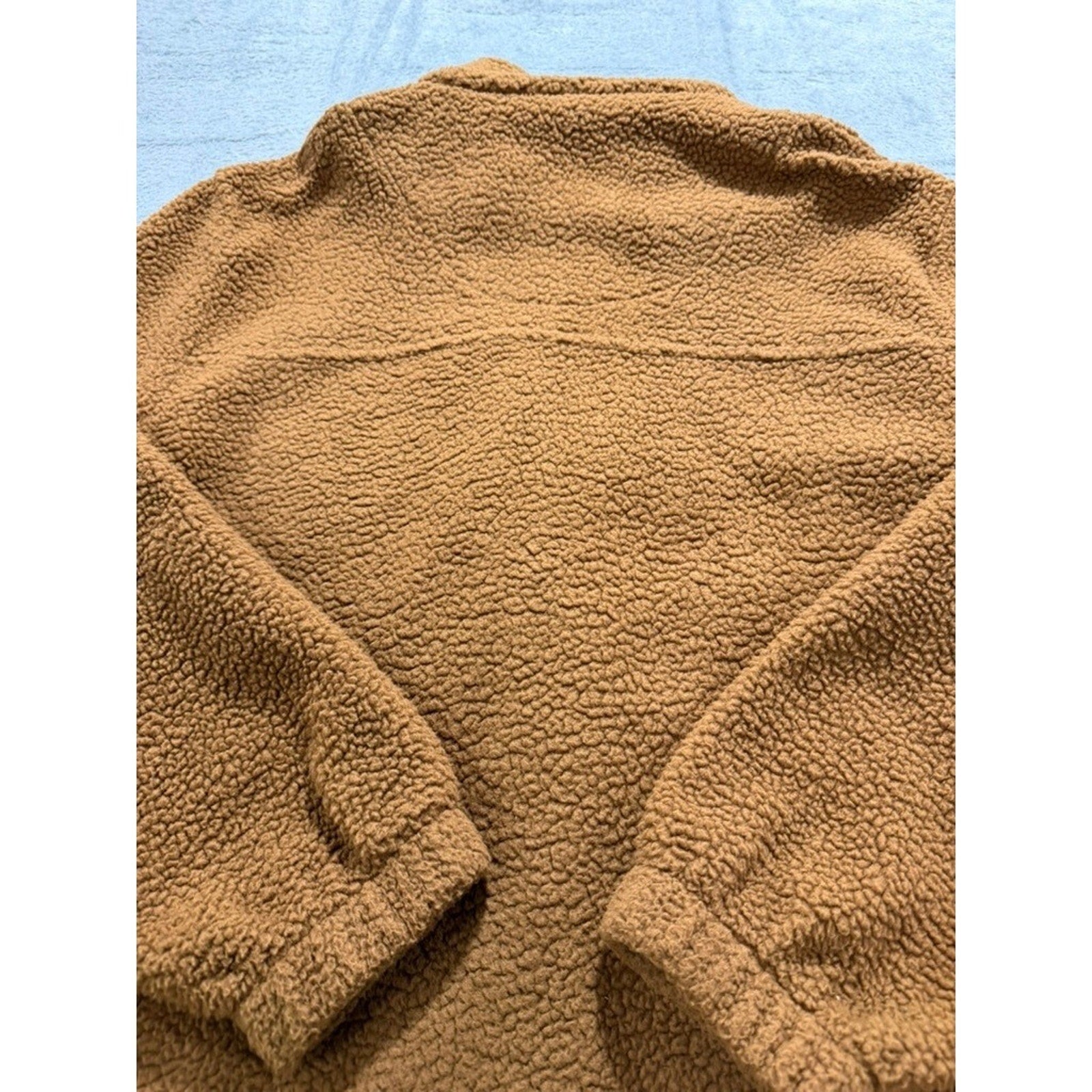 No Boundaries Mens Oversized Sherpa Fleece Full Zip Jacket Brown Small