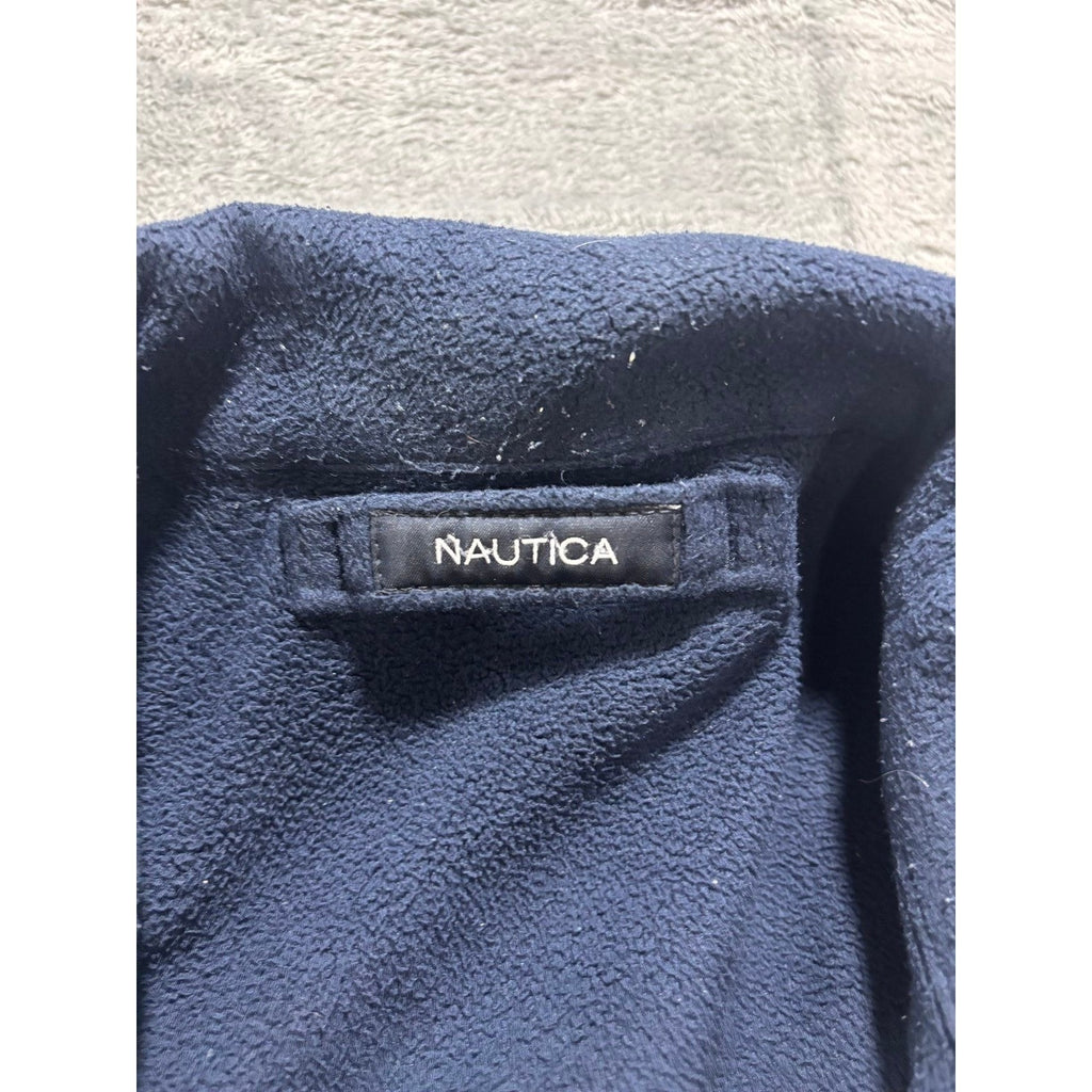 Nautica S Cream Navy Blue Full Zip Windbreaker Jacket Womens Casual Vintage