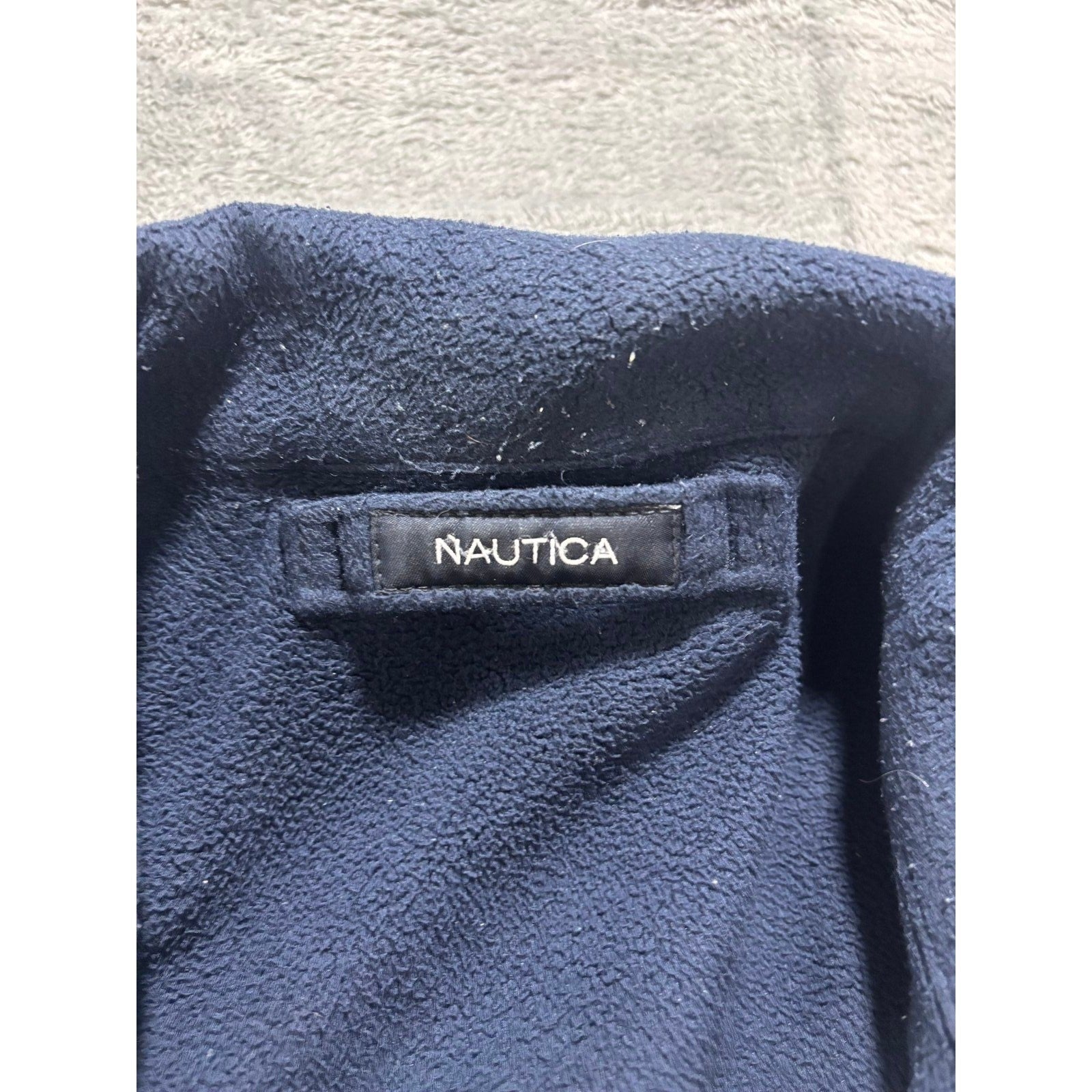 Nautica S Cream Navy Blue Full Zip Windbreaker Jacket Womens Casual Vintage