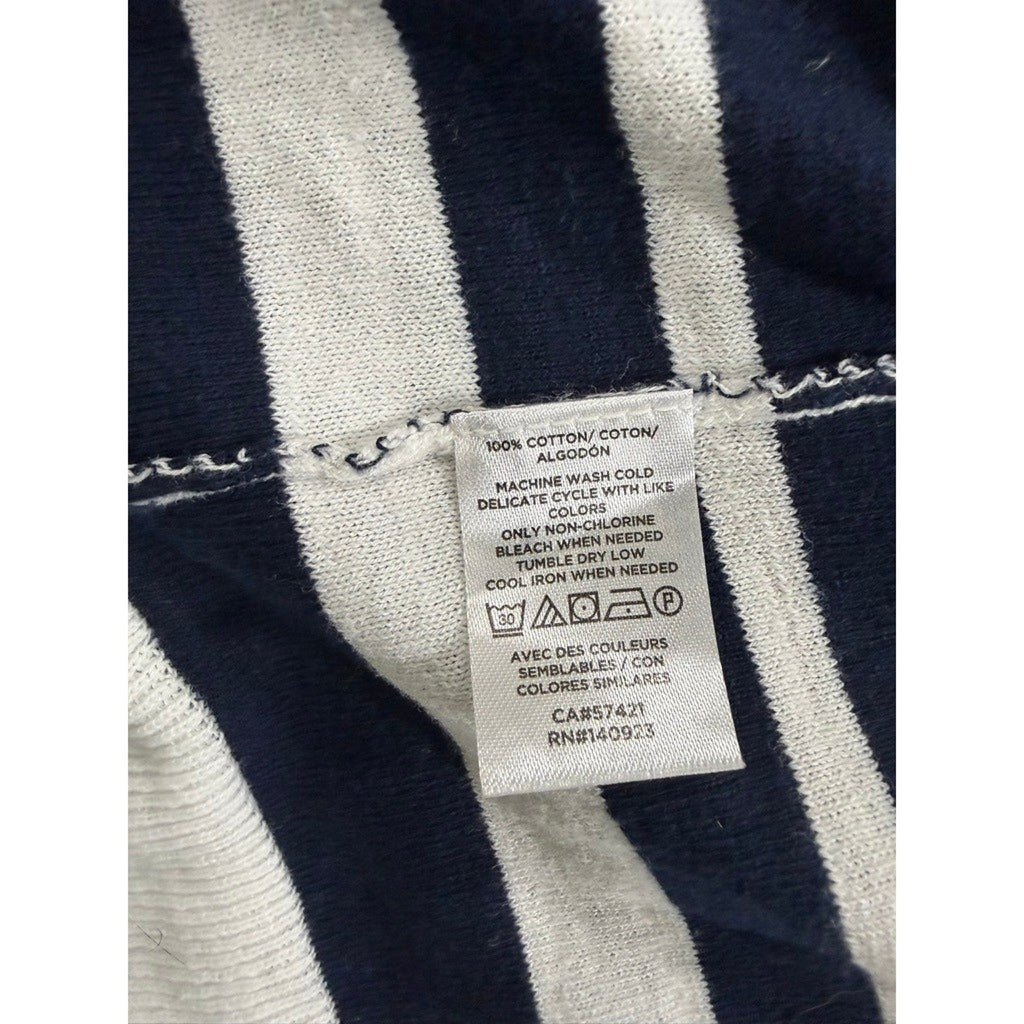 Loft Outlet Striped Cardigan Women L Navy White Open Front Coastal Preppy Career