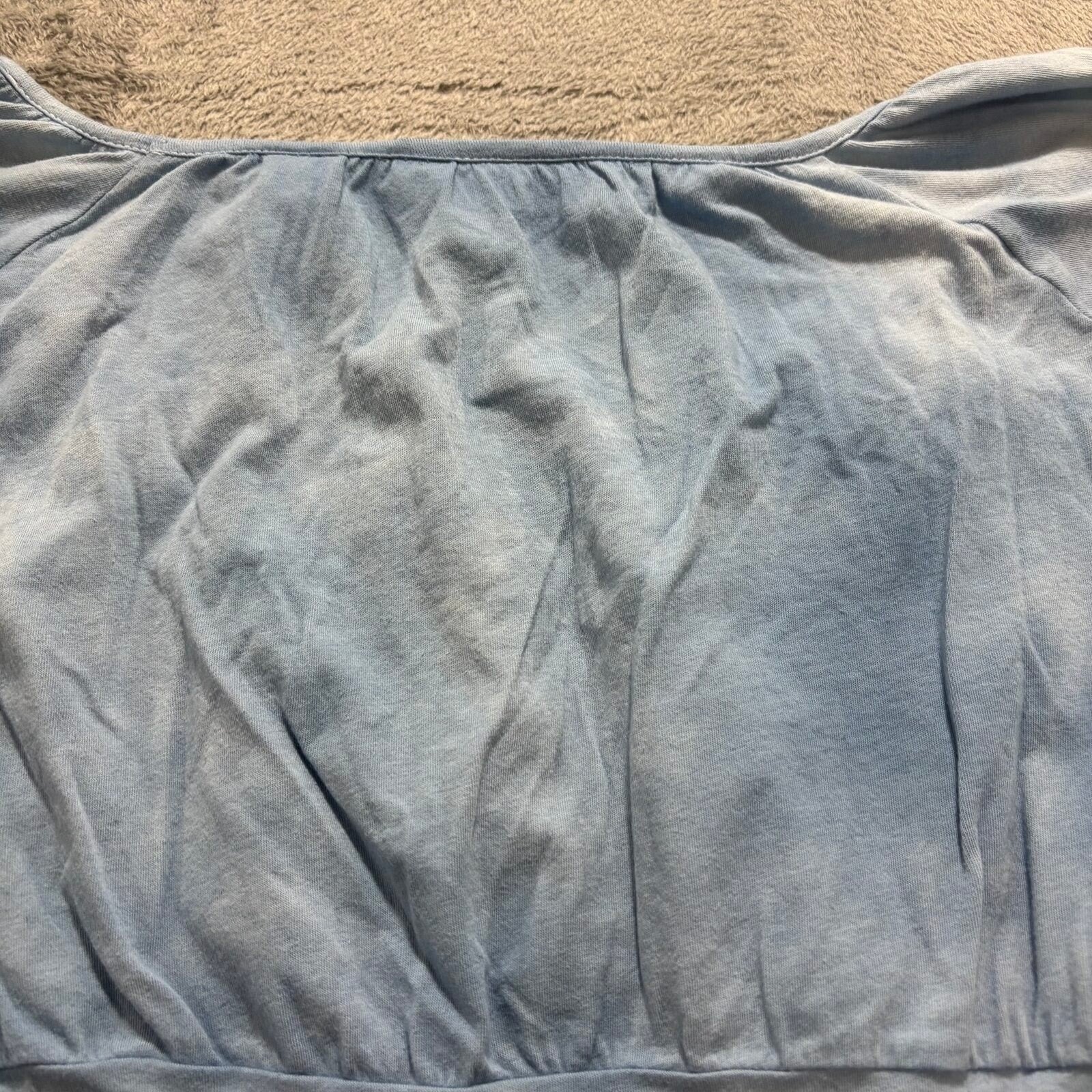 Axcess Womens XL Blue Tie Dye Empire Waist Cap Sleeve Top Boho Vintage