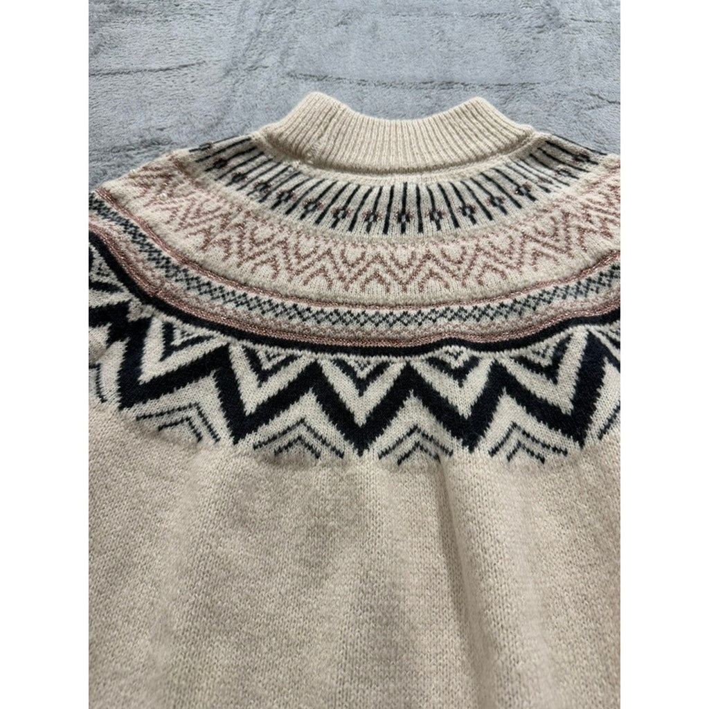 Maurices Fair Isle Mock Neck Sweater Womens XXL Cream Nordic Cozy Pullover