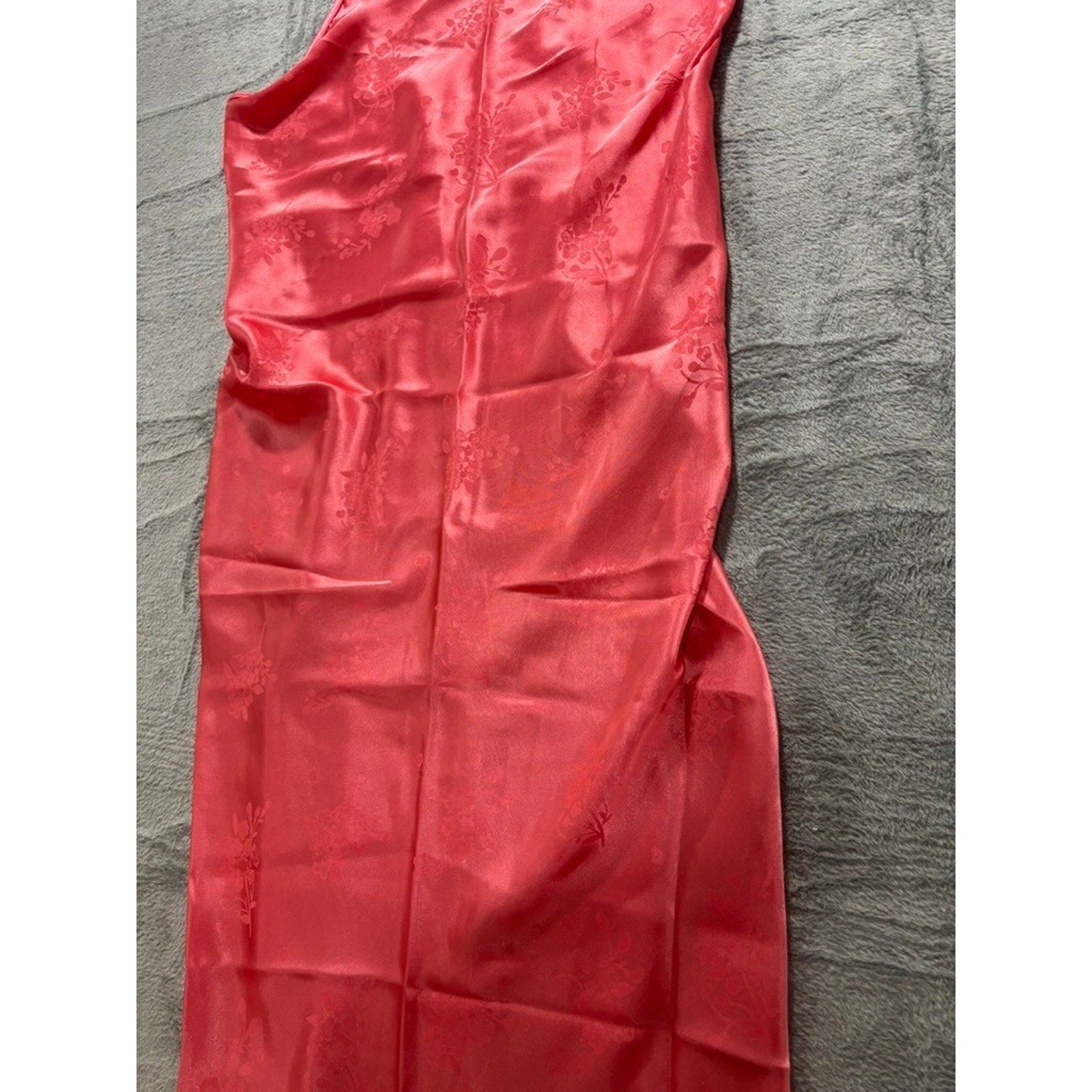 Valerie Stevens Slip Dress Womens Large Pink Satin Floral Spaghetti Strap Midi