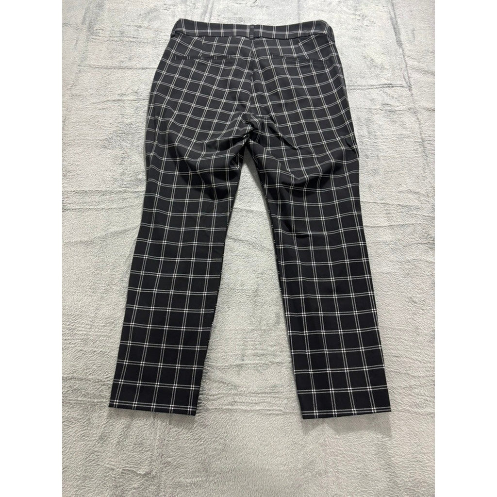 Old Navy Pixie High Rise Ankle Pants Black White Windowpane Plaid Womens 14