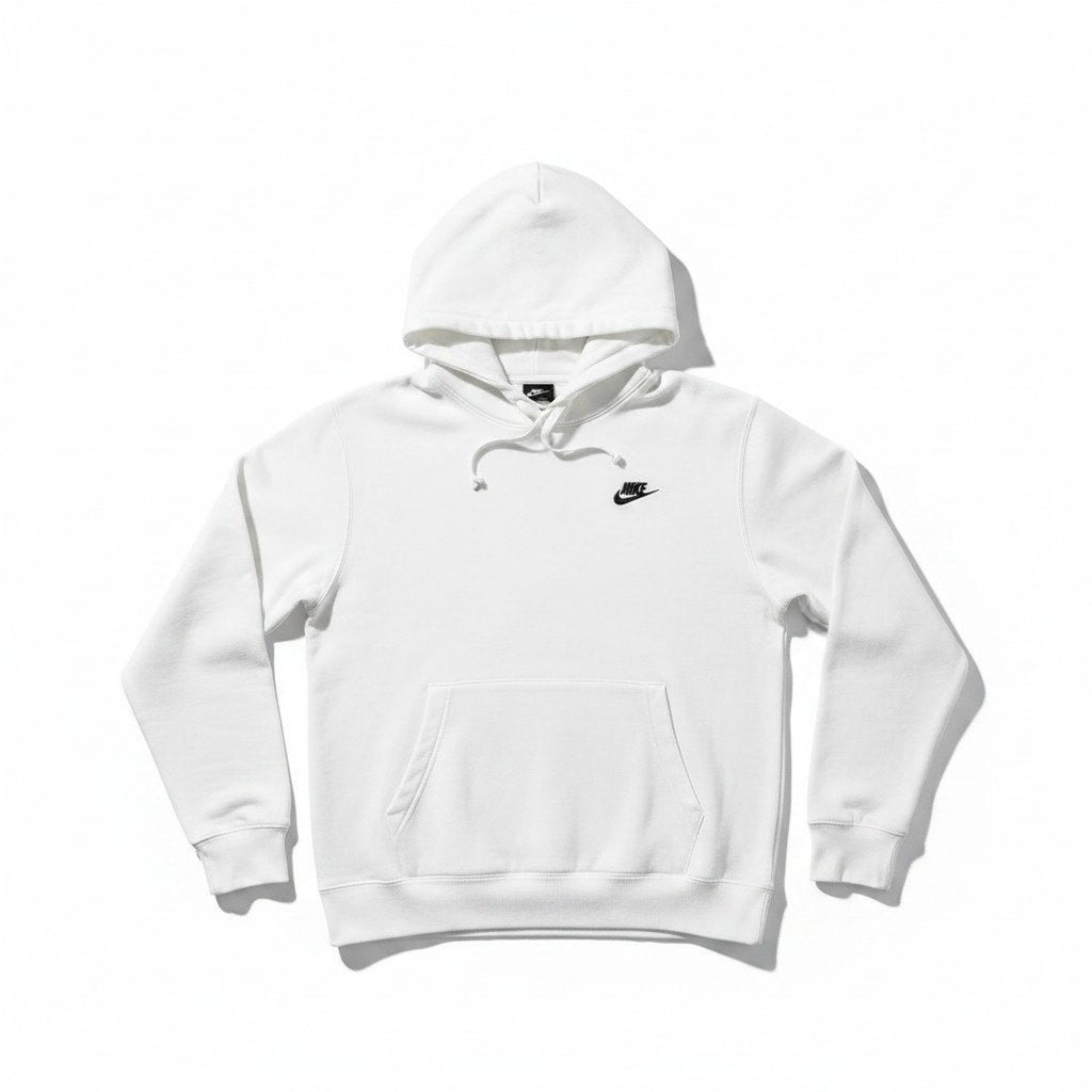 Nike M White Hoodie Womens Crewneck Swoosh Logo Casual Athleisure Sweatshirt