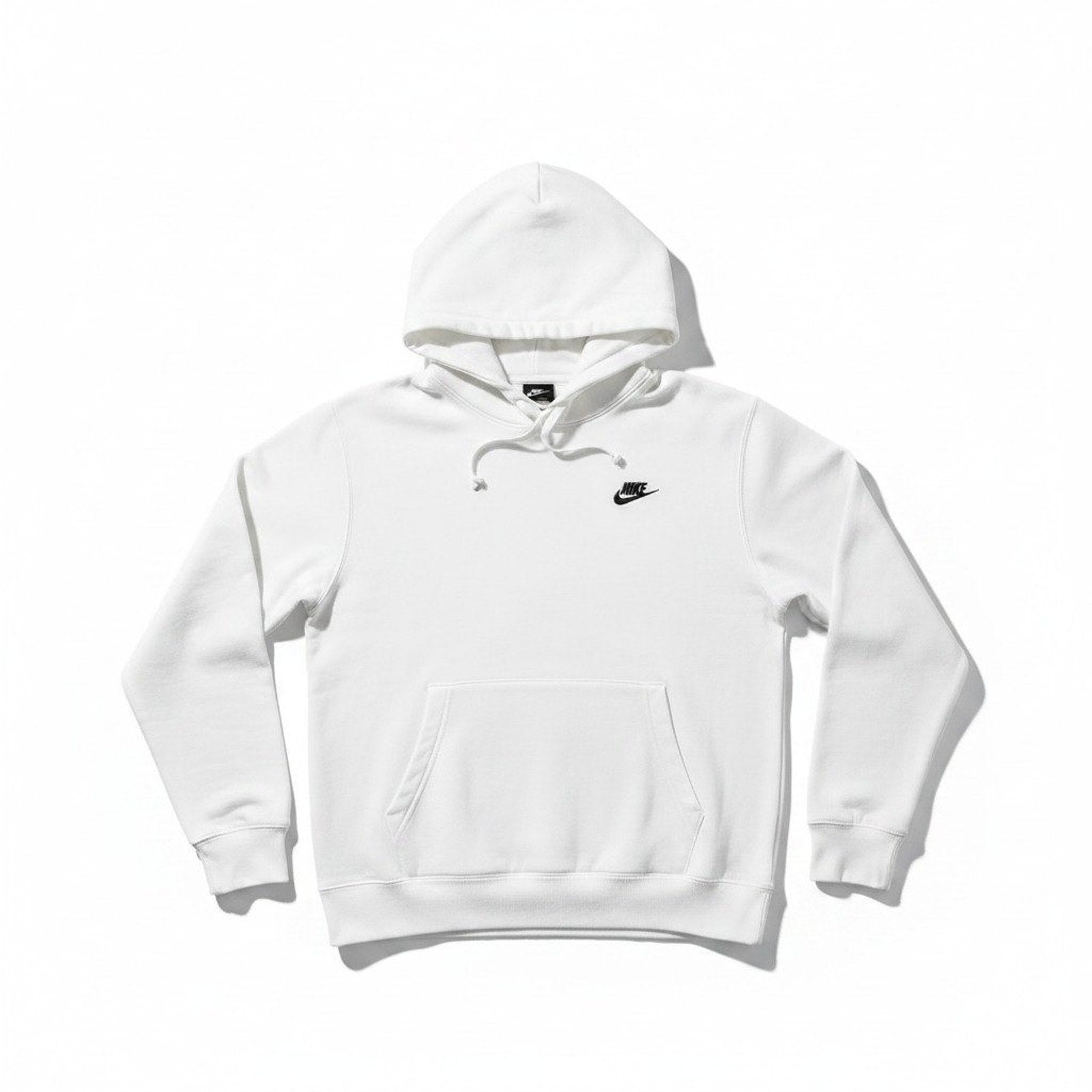 Nike M White Hoodie Womens Crewneck Swoosh Logo Casual Athleisure Sweatshirt