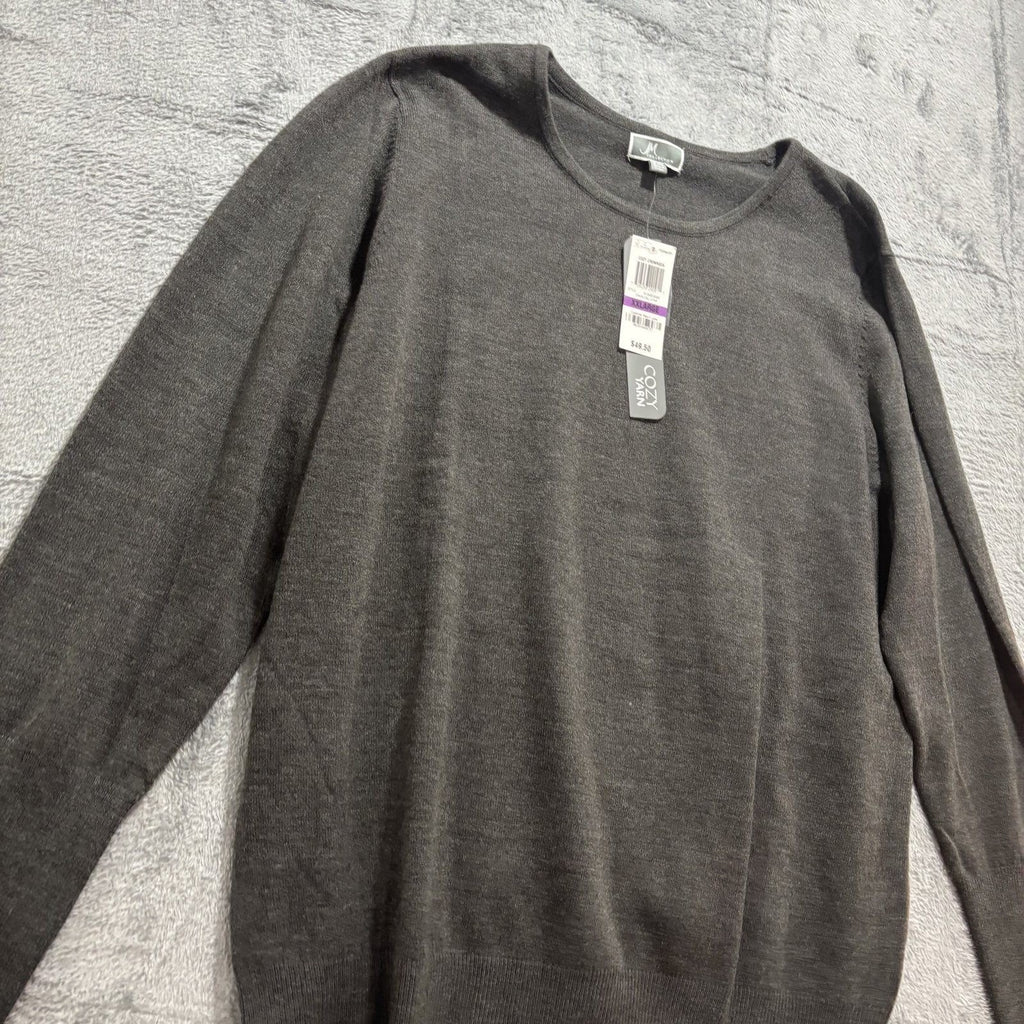 JM Collection XXL Womens Charcoal Gray Crewneck Sweater Cozy Classic Plus Knit