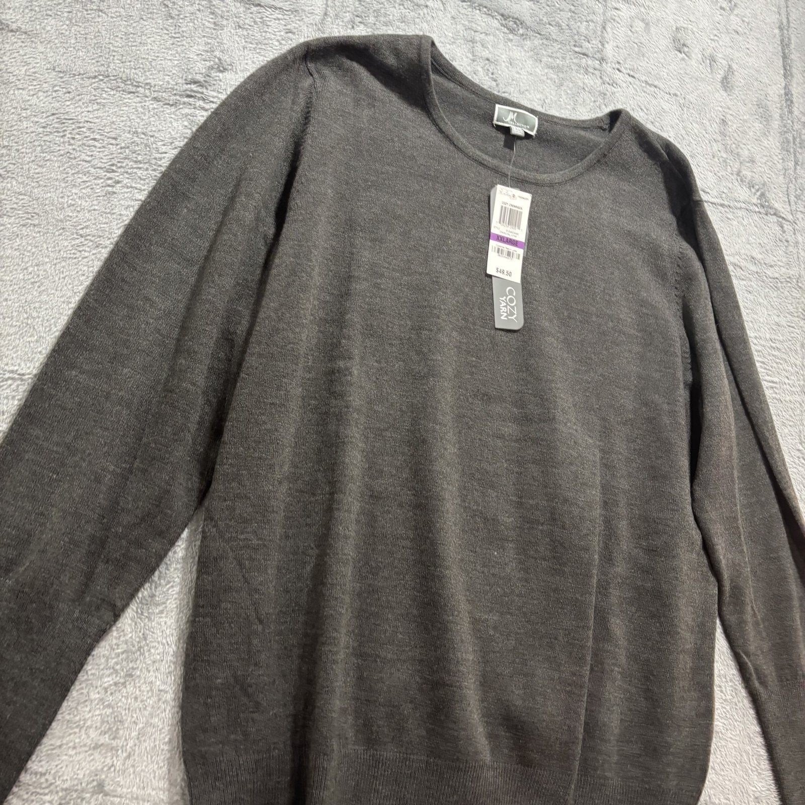 JM Collection XXL Womens Charcoal Gray Crewneck Sweater Cozy Classic Plus Knit