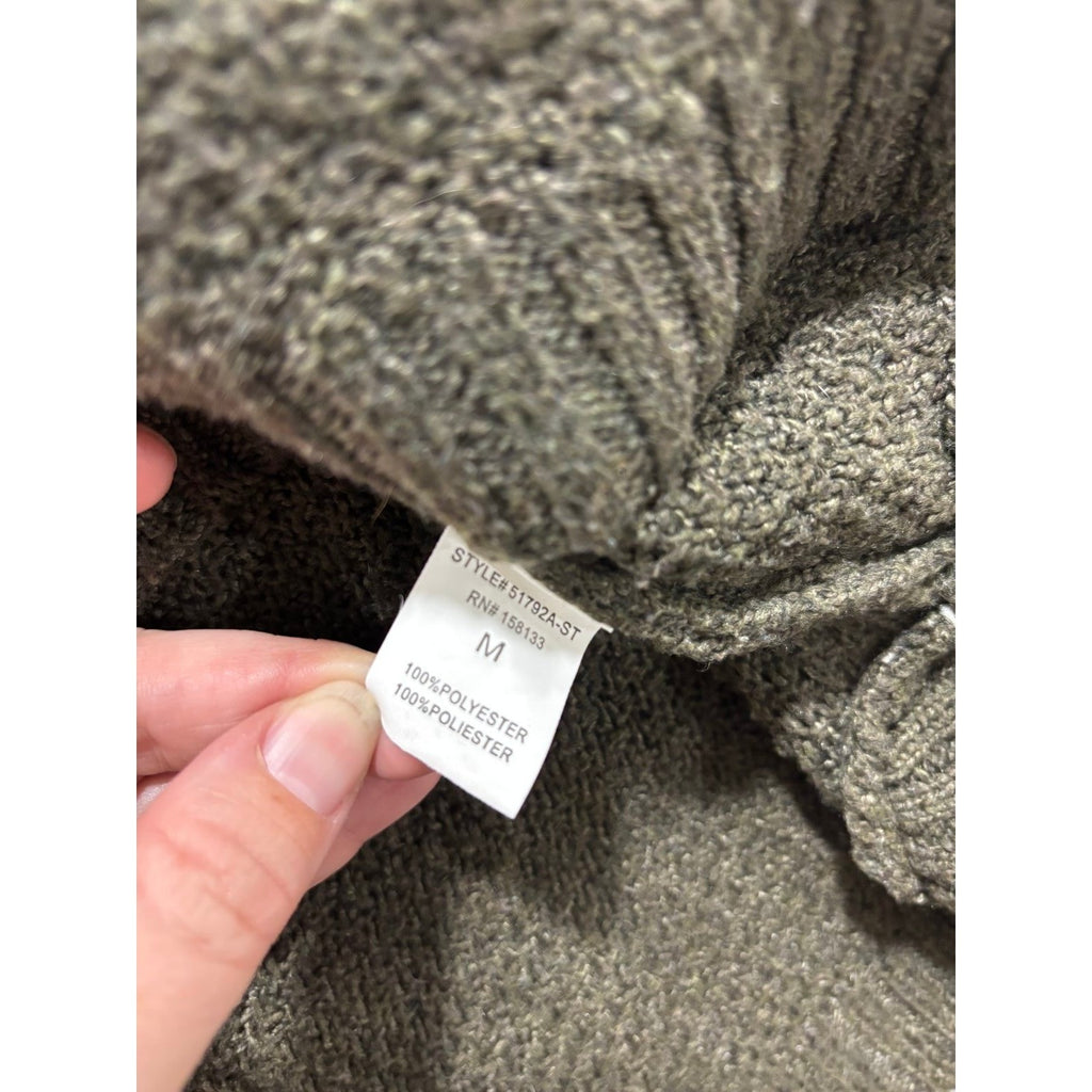 Pink Clover Womens M Olive Green Textured Knit Sweater Pullover Boho Casual Cozy