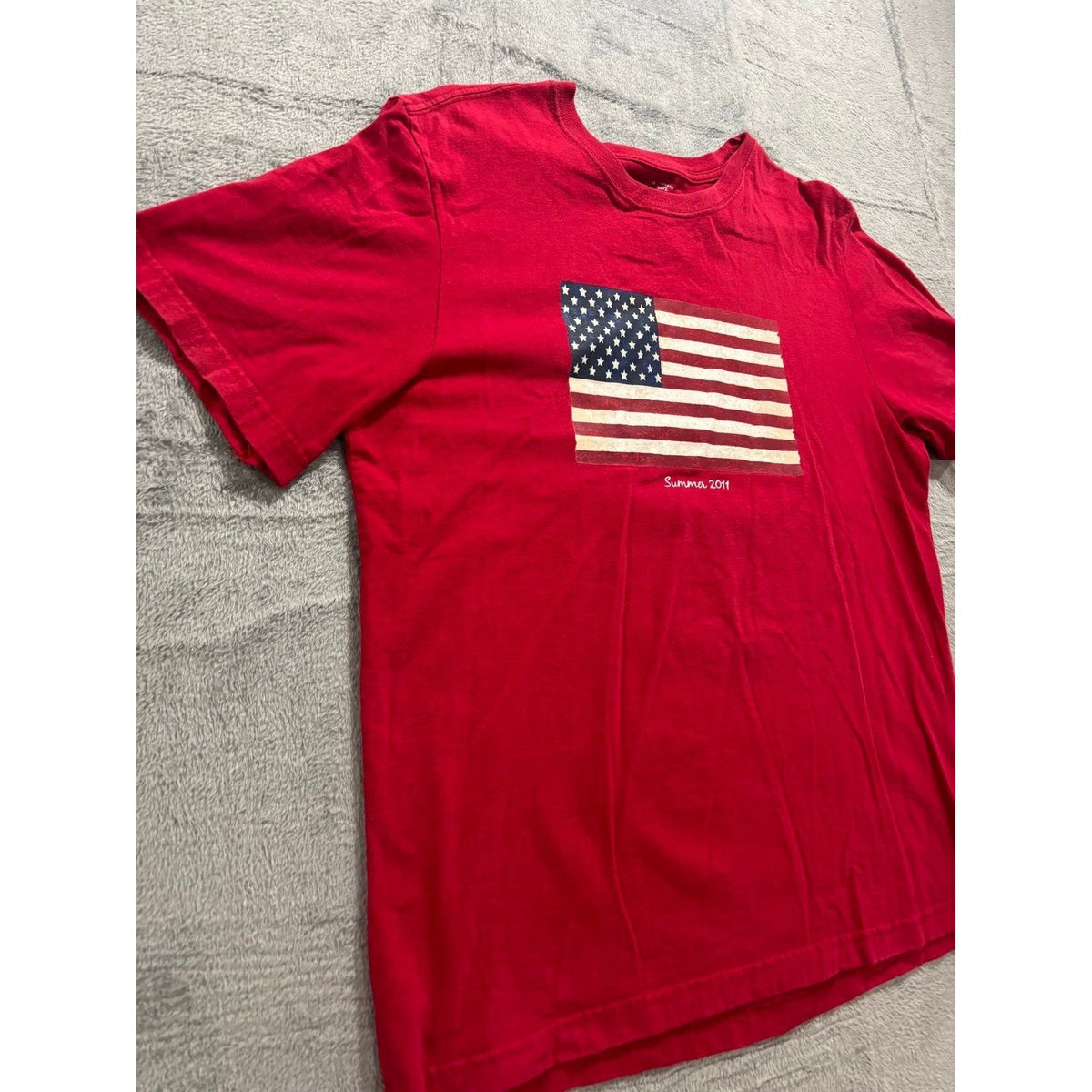 Faded Glory L Red American Flag Graphic T-Shirt Mens Vintage Casual Summer 2011