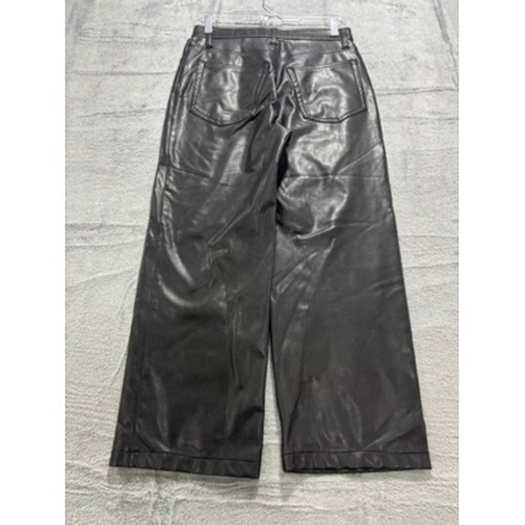 Abercrombie & Fitch The 90s Relaxed Jean Ultra High Rise Vegan Leather Black 28