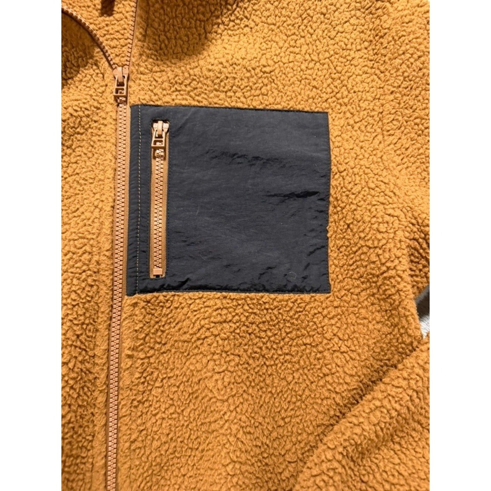 No Boundaries Mens Oversized Sherpa Fleece Full Zip Jacket Brown Small