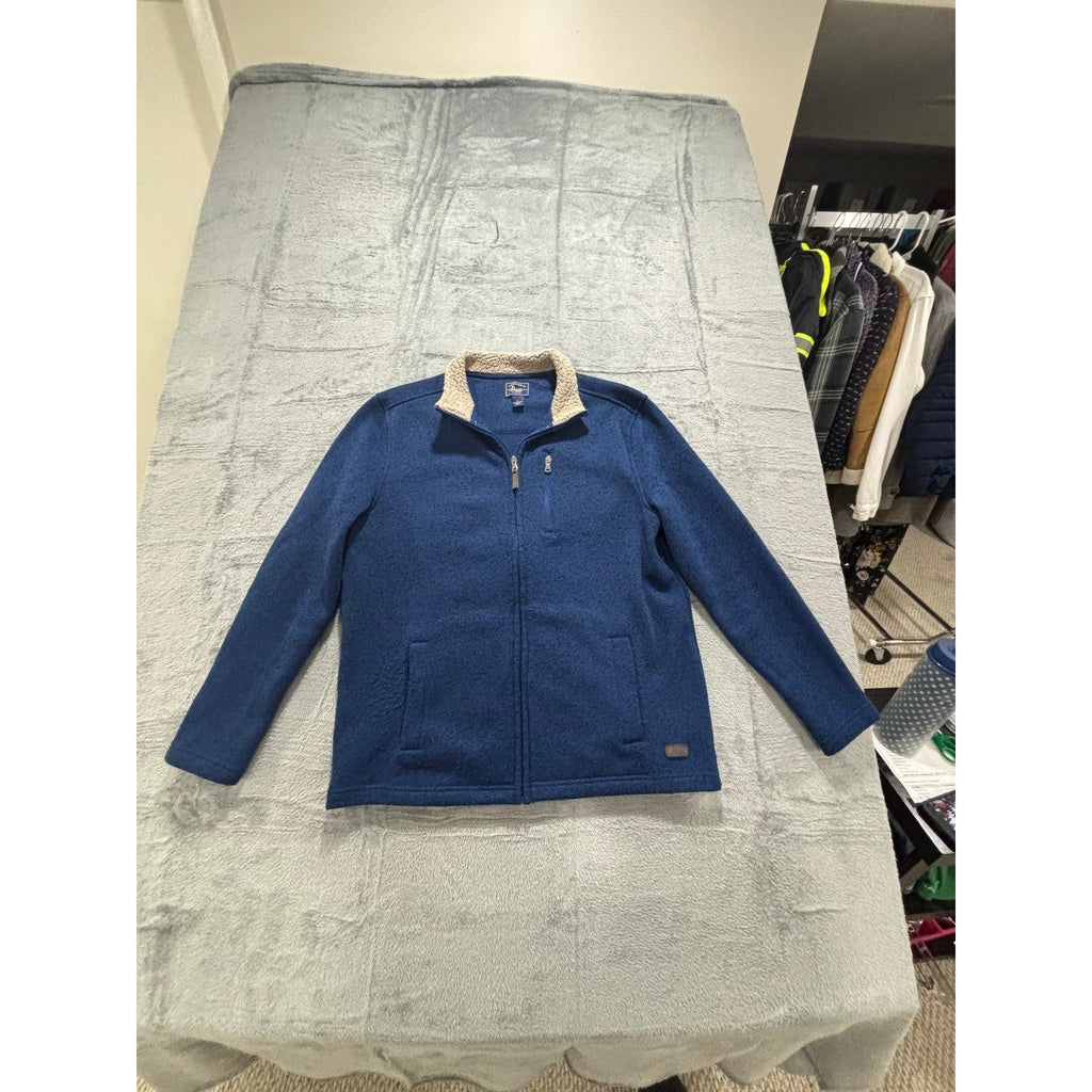 G.H. Bass & Co. Mens L Blue Full Zip Fleece Jacket Casual Cozy Outdoorsy
