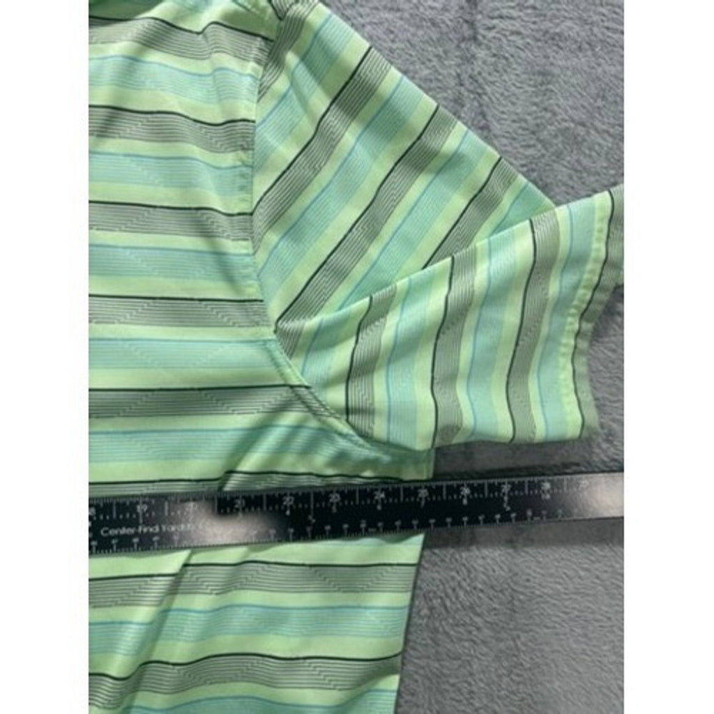 Cleveland Classics Golf Polo Shirt Mens XXLT Green Striped Performance Stretch