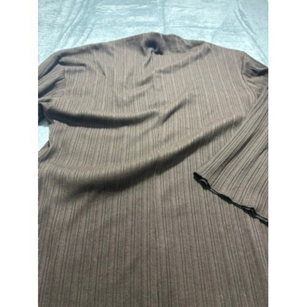 H&M Ribbed Long Sleeve Maxi Dress Chocolate Brown Asymmetrical Layered NWT