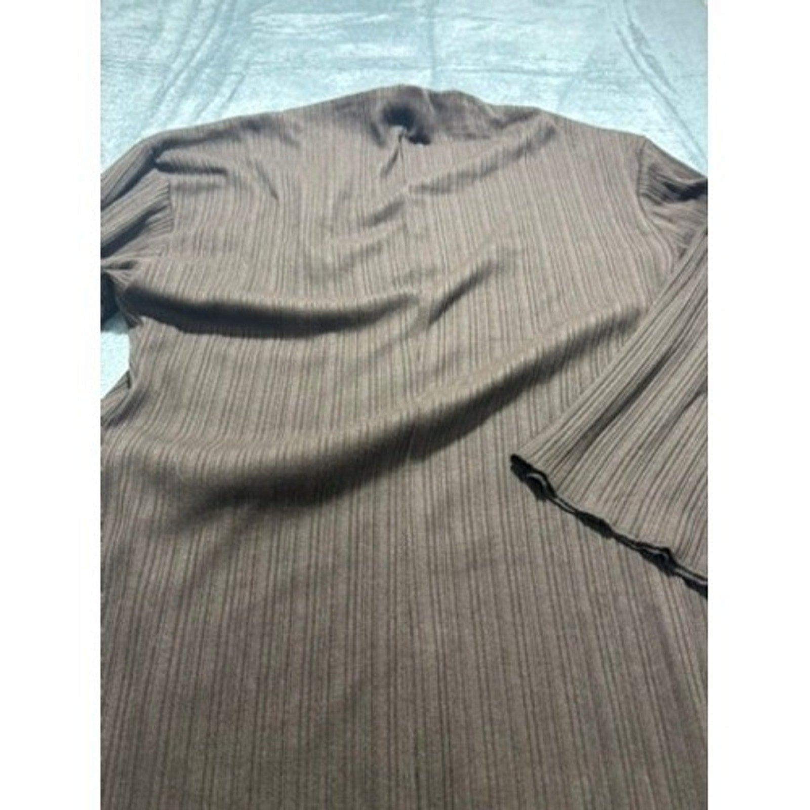H&M Ribbed Long Sleeve Maxi Dress Chocolate Brown Asymmetrical Layered NWT