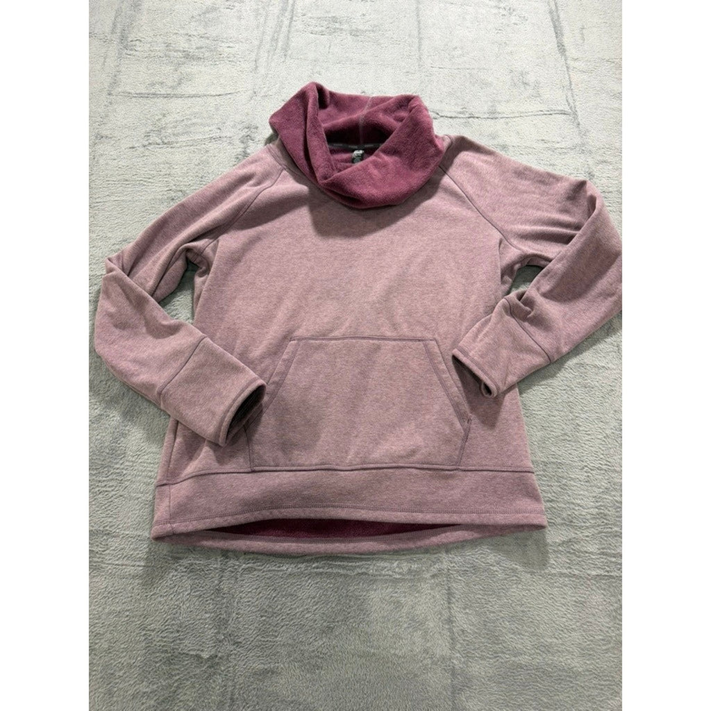 RBX Womens XL Mauve Heathered Cowl Neck Fleece Pullover Sweatshirt Thumbholes