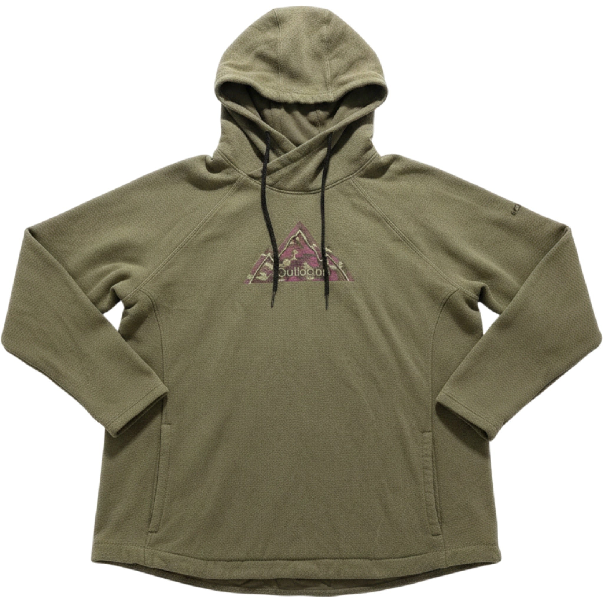 Columbia Womens Olive Green Fleece Mountain Graphic Crossover Hoodie Size L