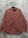 Banana Republic Mens 16-16 1/2 L Red Plaid Long Sleeve Button Up Dress Shirt