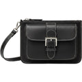 Black Leather Wristlet Clutch Mini Y2K Buckle Zip Pocket Shoulder Bag