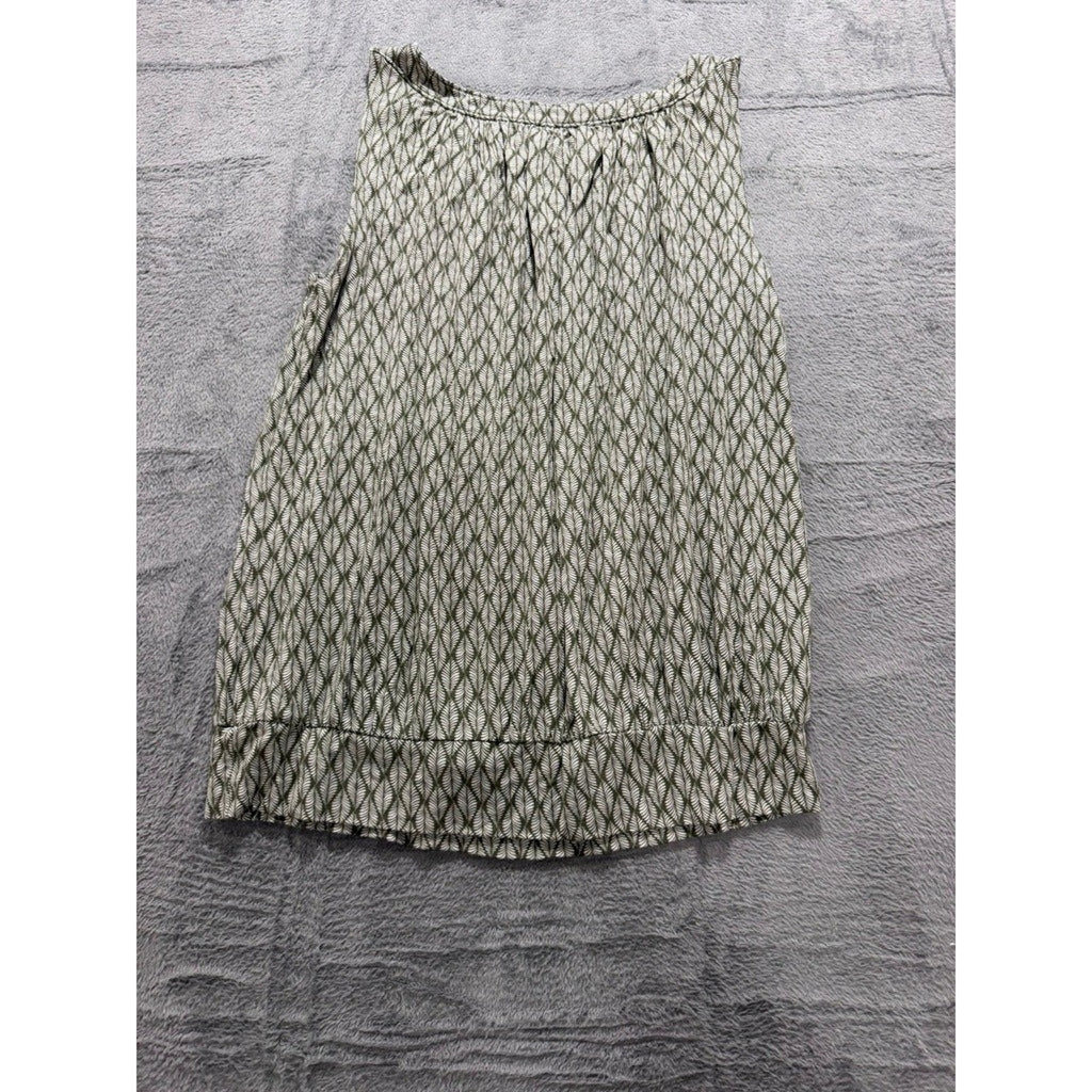 LOFT Outlet Womens XL Olive Green Leaf Print Sleeveless Knit Tank Top Banded Hem
