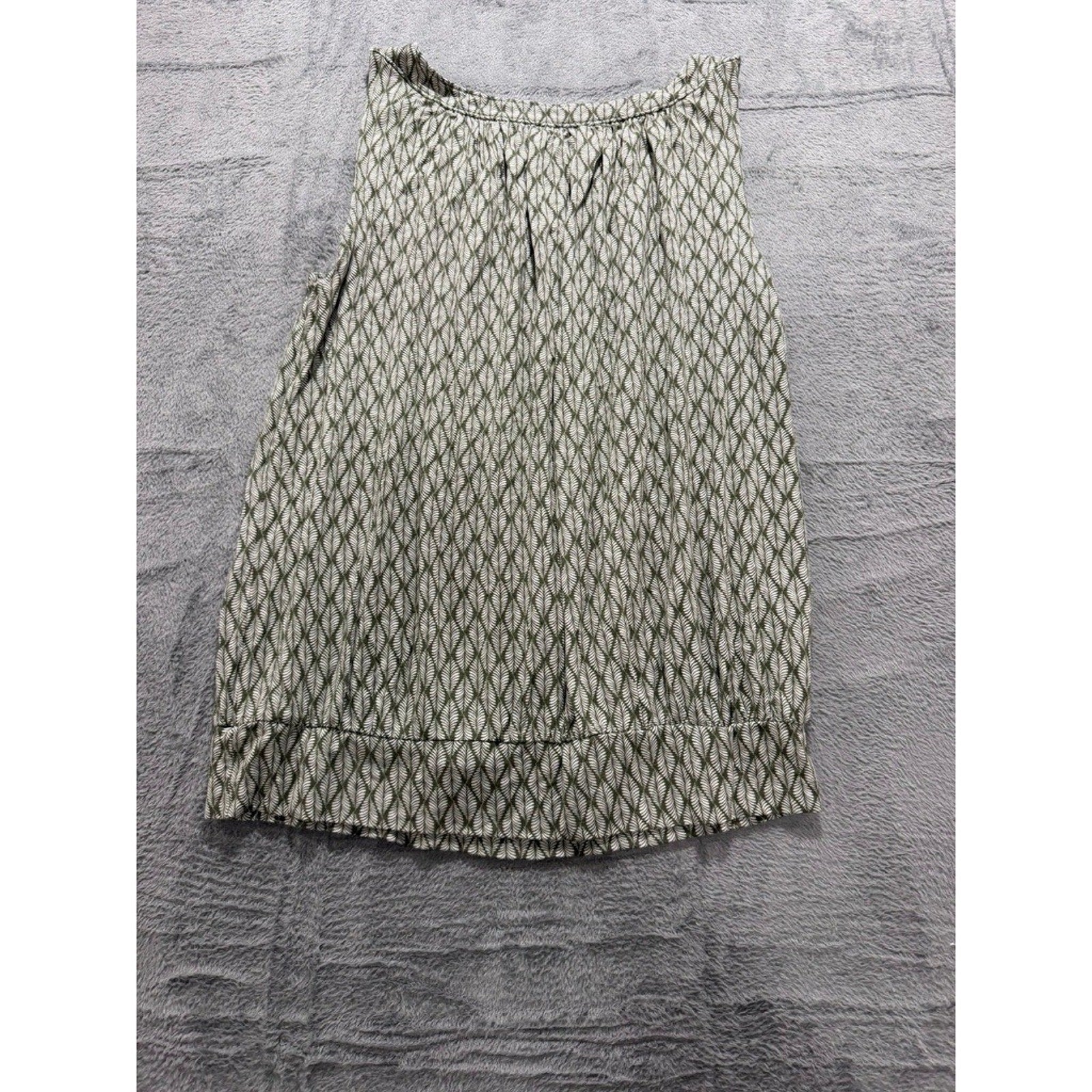 LOFT Outlet Womens XL Olive Green Leaf Print Sleeveless Knit Tank Top Banded Hem