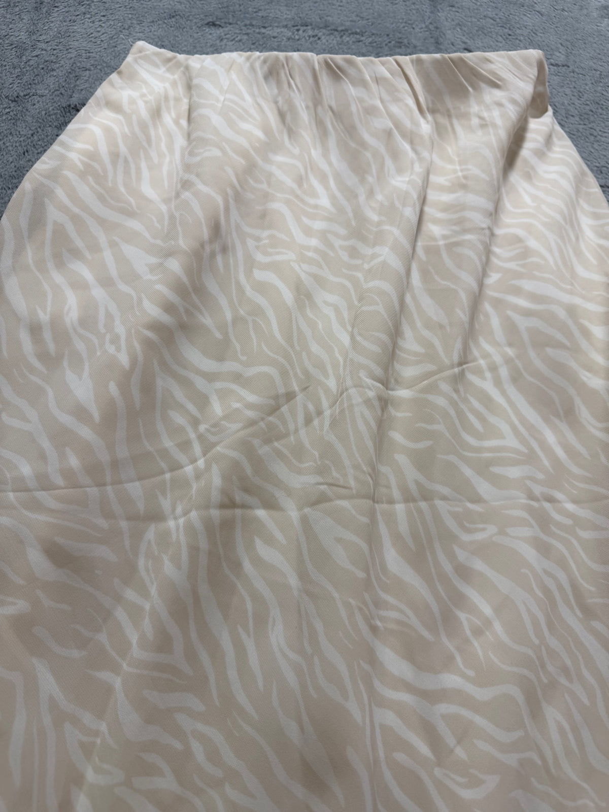 Japna Size M Beige Zebra Print Midi Skirt A-Line Elastic Waist Women's