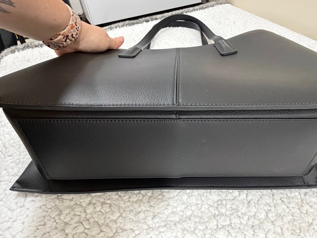 Freja New York Black Leather Winged Tote Shoulder Bag Handbag