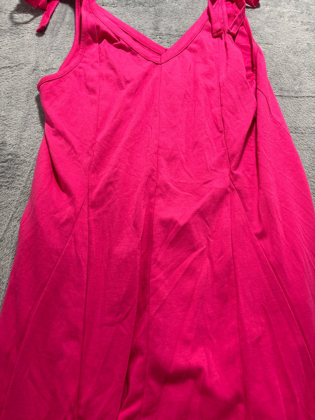 Womens L/XL Hot Pink Tie Shoulder Wide Leg Knit Jumpsuit Sleeveless Summer