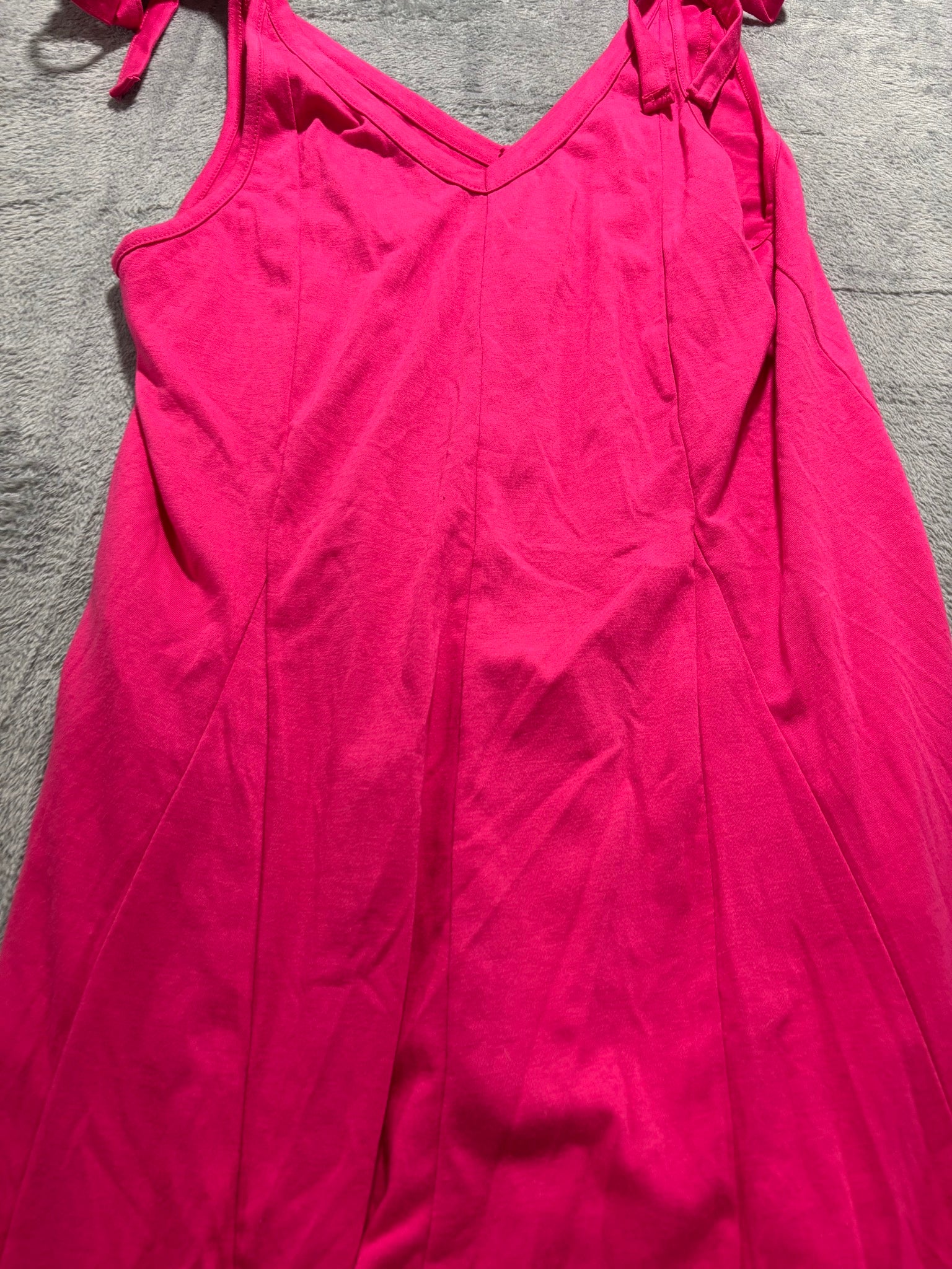 Womens L/XL Hot Pink Tie Shoulder Wide Leg Knit Jumpsuit Sleeveless Summer